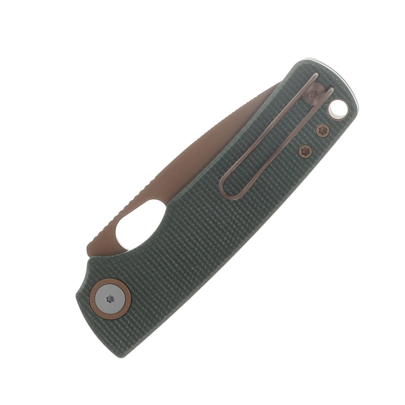 Vosteed Porcupine Thumb FoHole lder 14C28N Copper Dune Blade Green Micarta Handle A2609 View 6