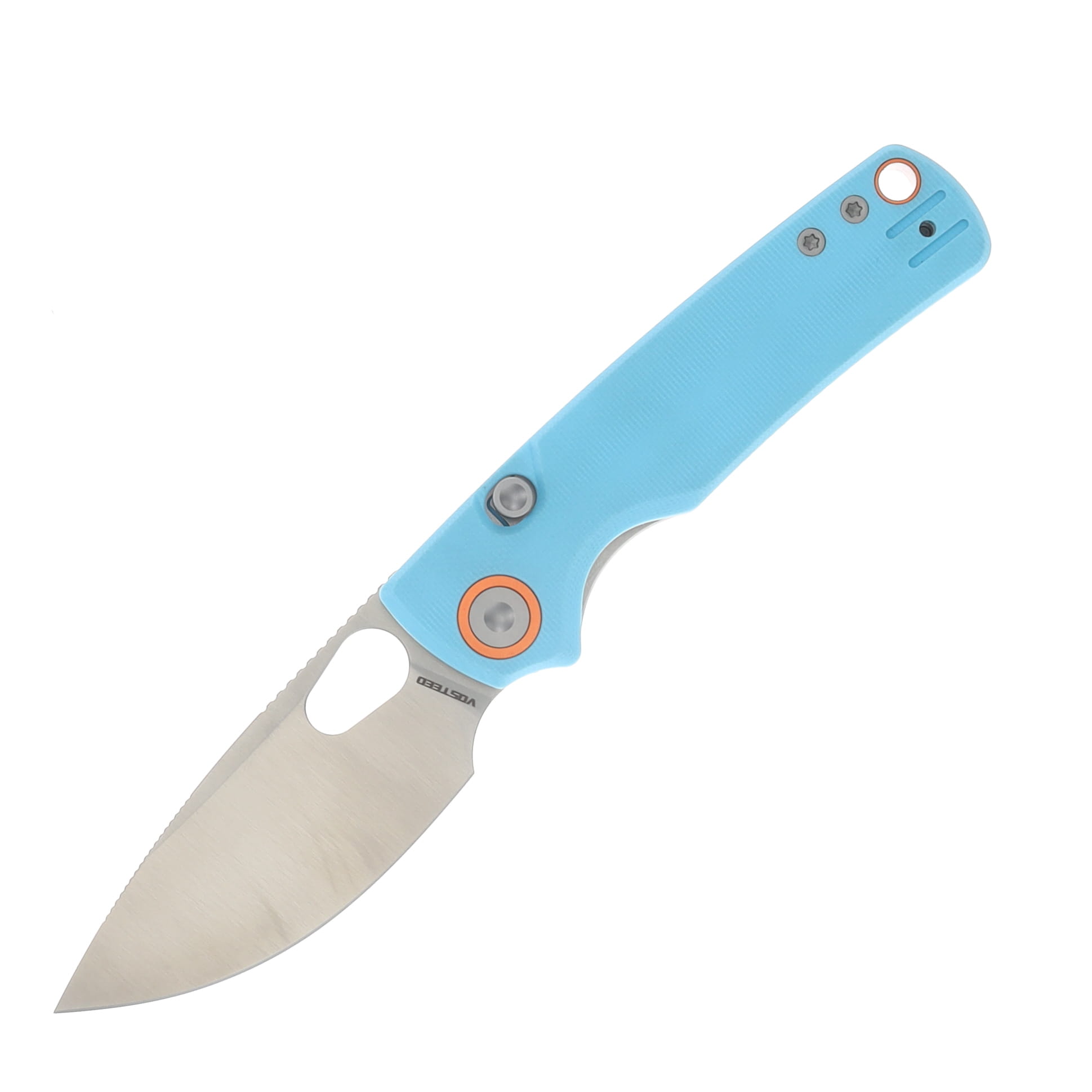Vosteed Porcupine Thumb Hole Folder 14C28N Satin Blade Sky Blue G10 Handle A2608 View 1