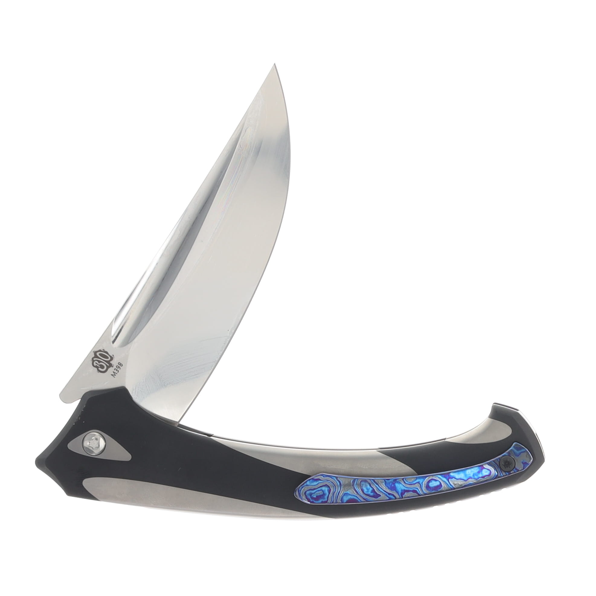 Poikilo Blade Orca Midtech MSW Folder Gray Black TI Handle - Timascus Clip - M398 Blade POIBORCAMMSW View 4