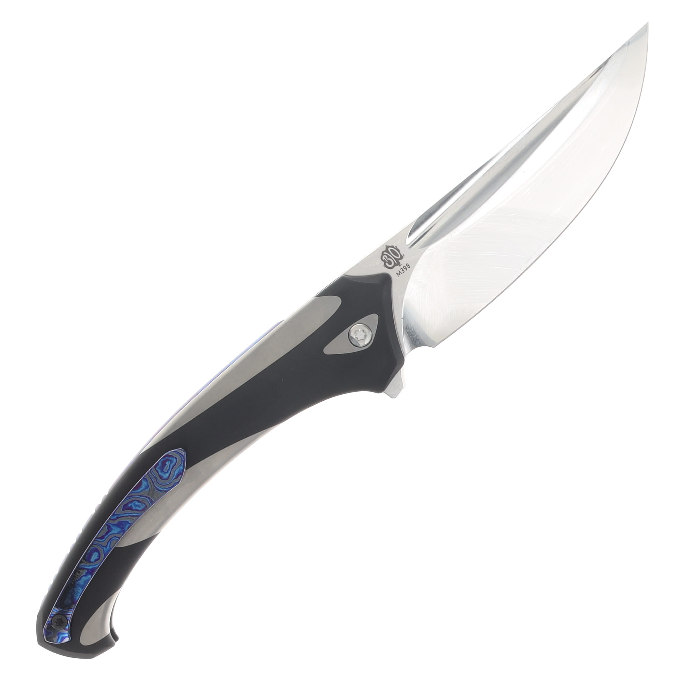 Poikilo Blade Orca Midtech MSW Folder Gray Black TI Handle - Timascus Clip - M398 Blade POIBORCAMMSW View 2