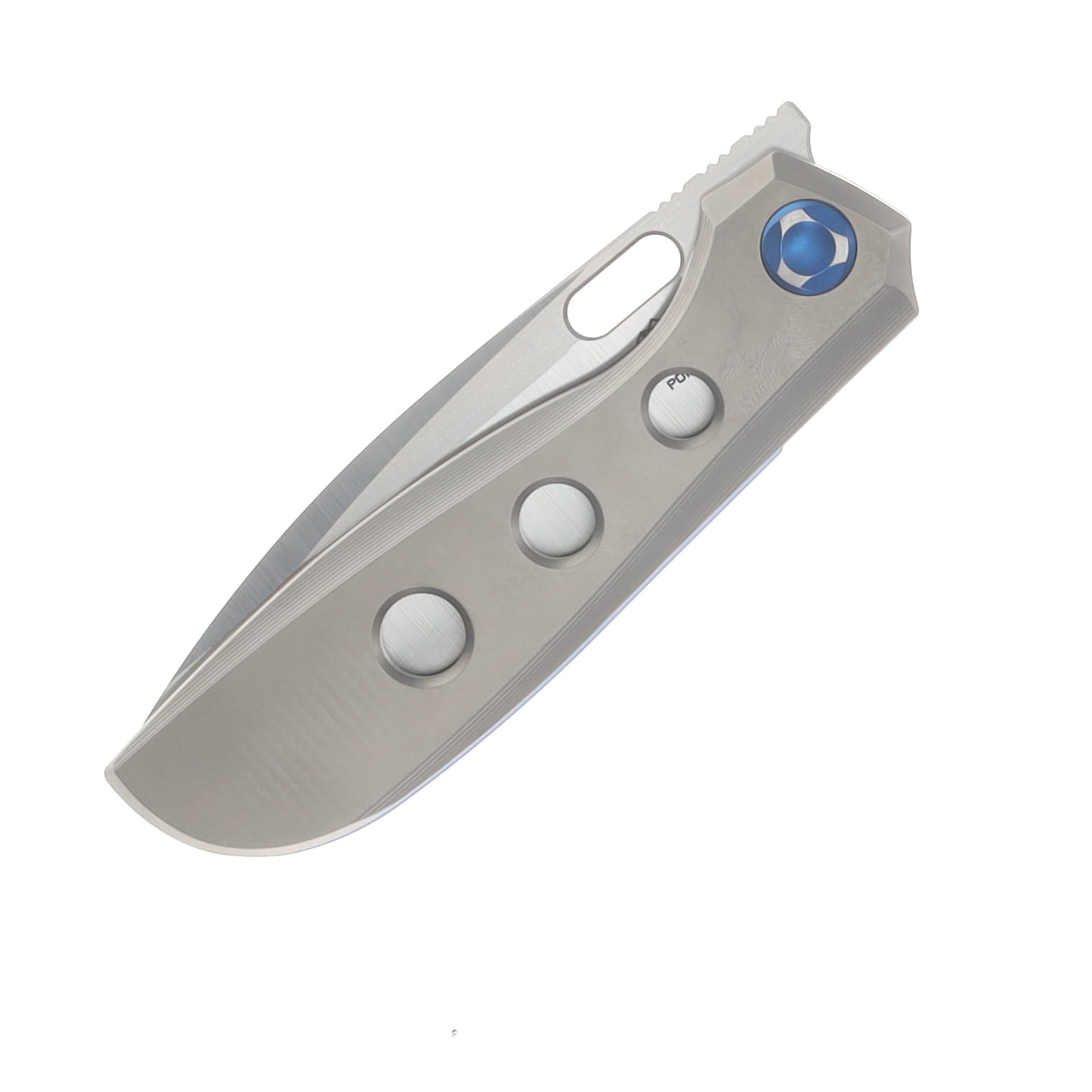 Poikilo Blade Gecko Folding Knife Standard PSW V3 TI Handle W/3 Circles-Blue Accent M398 Blade POIBGECSPSWV33CIRC View 5