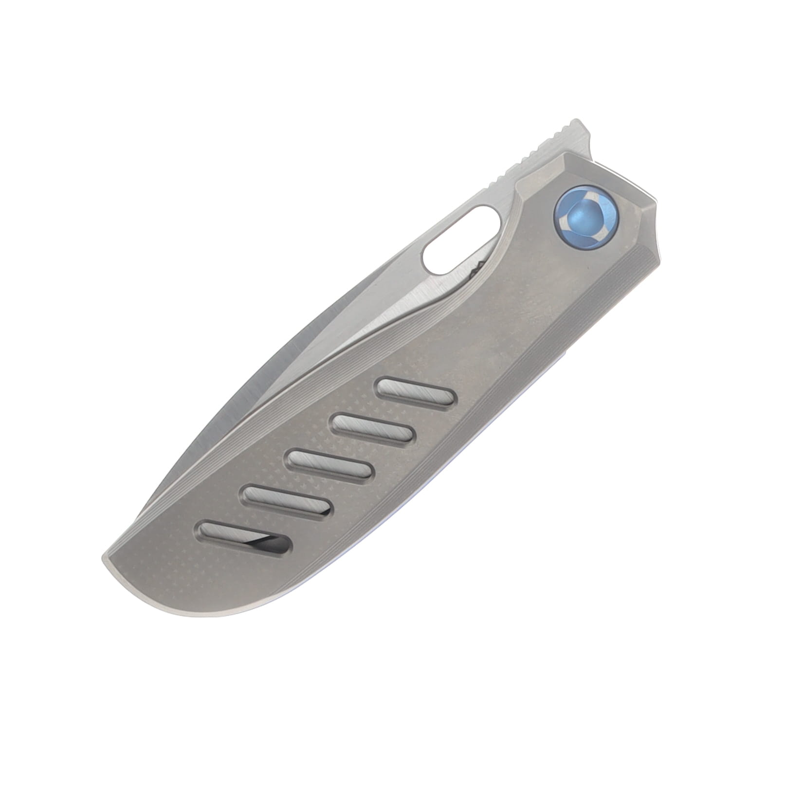 Poikilo Blade Gecko Folding Knife Standard PSW V5 TI Handle W/5 Slots - Blue Accent M398 Blade POIBGECSPSWV55SLT View 5