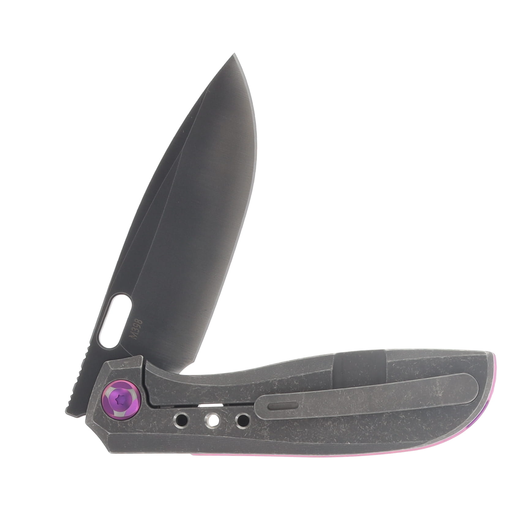 Poikilo Blade Gecko Folding Knife Standard DSW V3 TI Handle W/3 Circles M398 POIBGECSDSWV33CIRC View 4