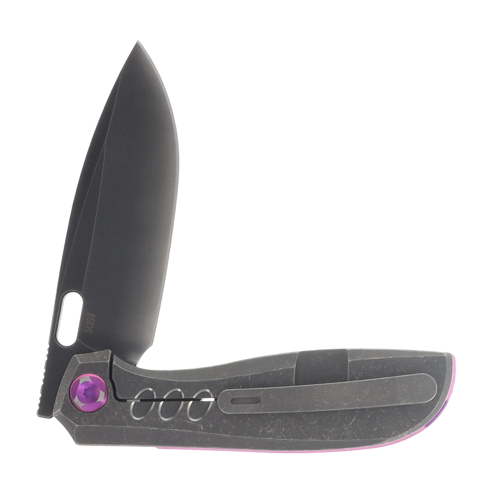 Poikilo Blade Gecko Folding Knife Standard DSW V4 TI Handle W/ 5 Ovals M398 Blade POIBGECSDSWV45OVL View 4