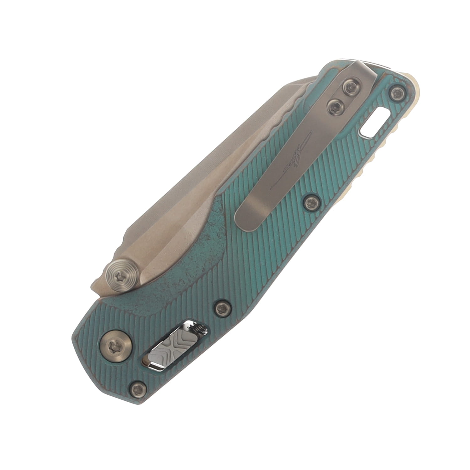 Microtech MSI Mini RAM-LOK Folder PS Marfione Select Bronzed SW Antique Green Ano Fluted TI W/Bronze Accent MT210M14FLMS2 View 6