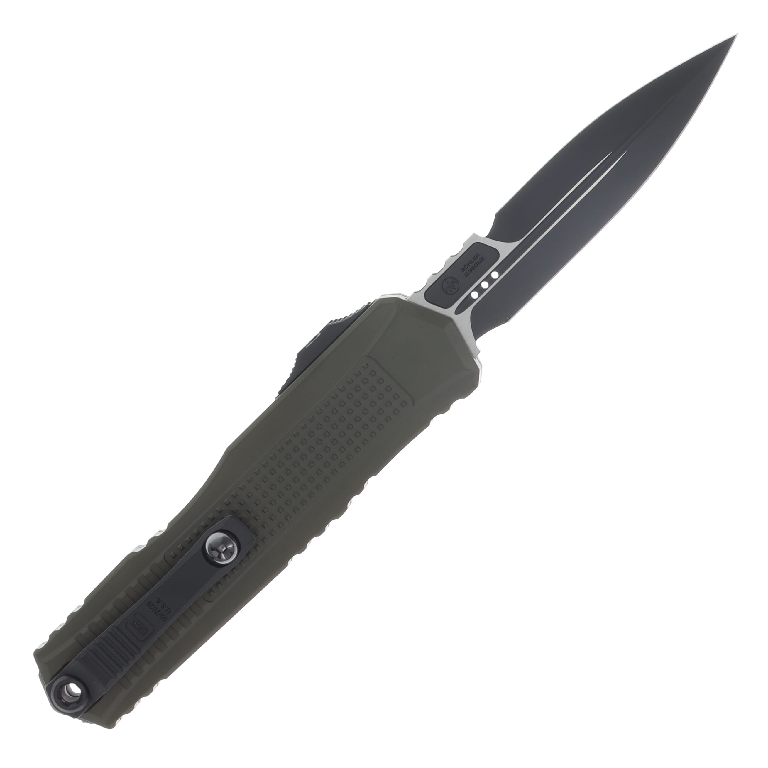 Glock x Microtech Glock G19K D/E OTF Auto Black Bayonet Blade and Hardware Standard OD Green Chassis 80-1OD GLO79315 View 2