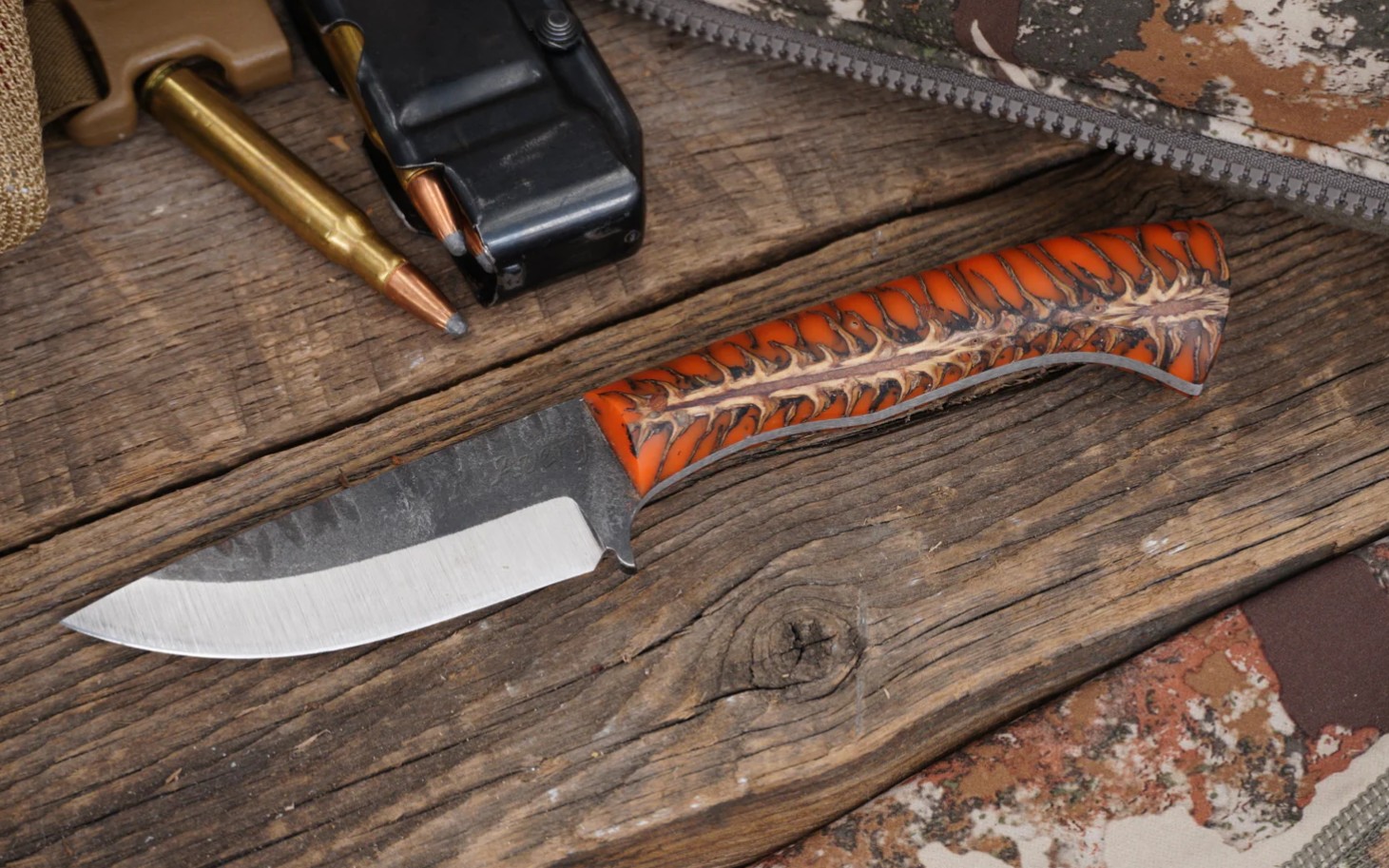 Avery Knifeworks Field Knife Fixed Blade Forged Magnacut/Orange Pinecone AK01OP View 8