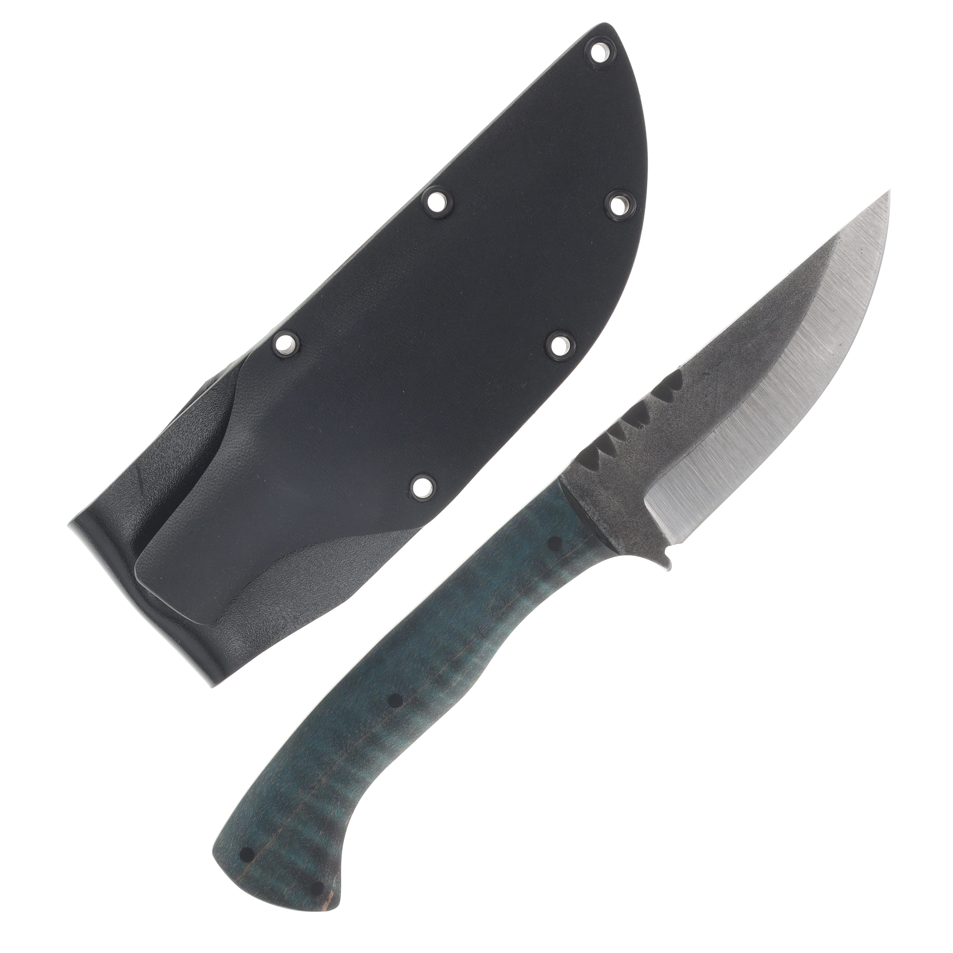 Avery Knifeworks Field Knife Fixed Blade Forged Magnacut/Blue Dyed Curly Maple AK01BCM View 2