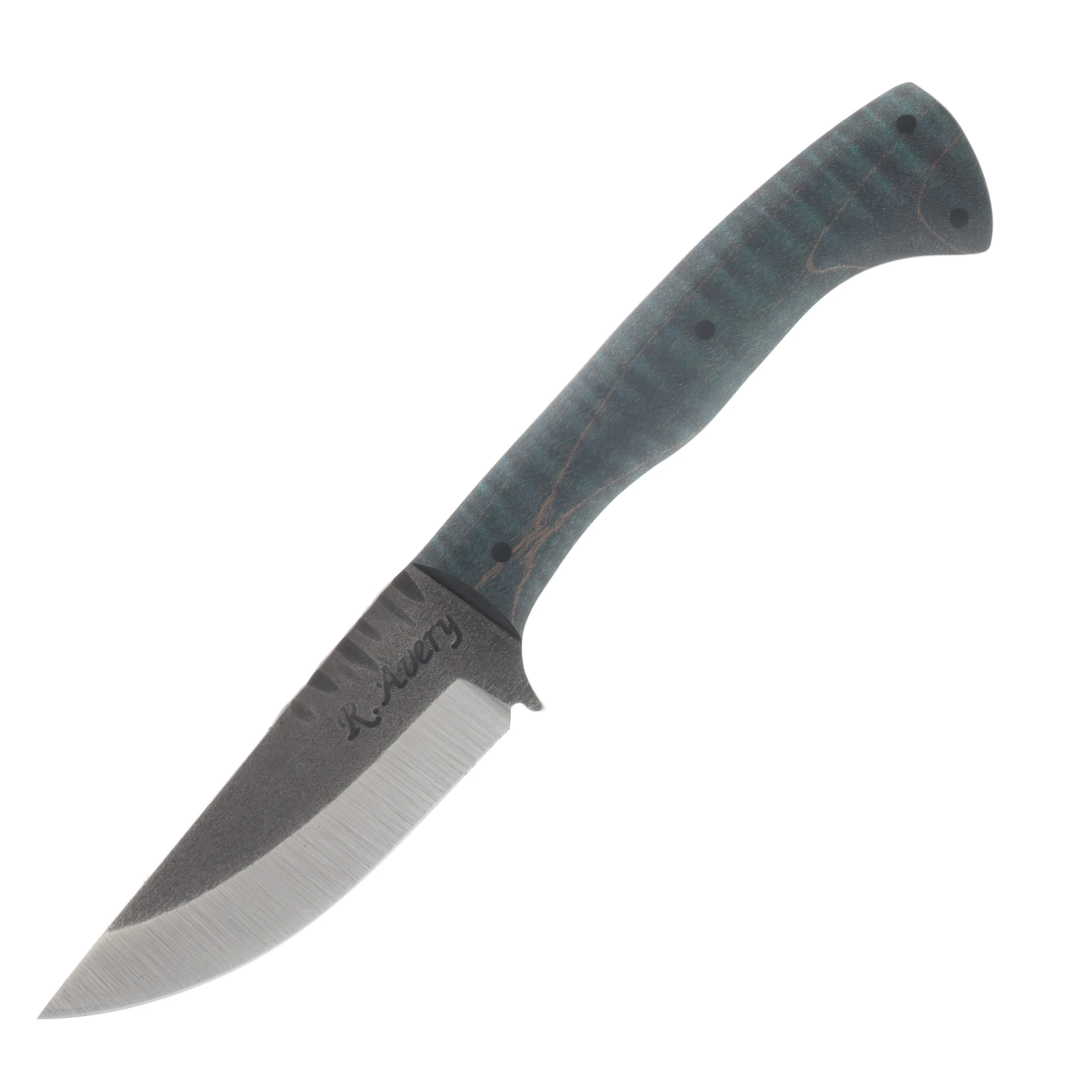 Avery Knifeworks Field Knife Fixed Blade Forged Magnacut/Blue Dyed Curly Maple AK01BCM View 3