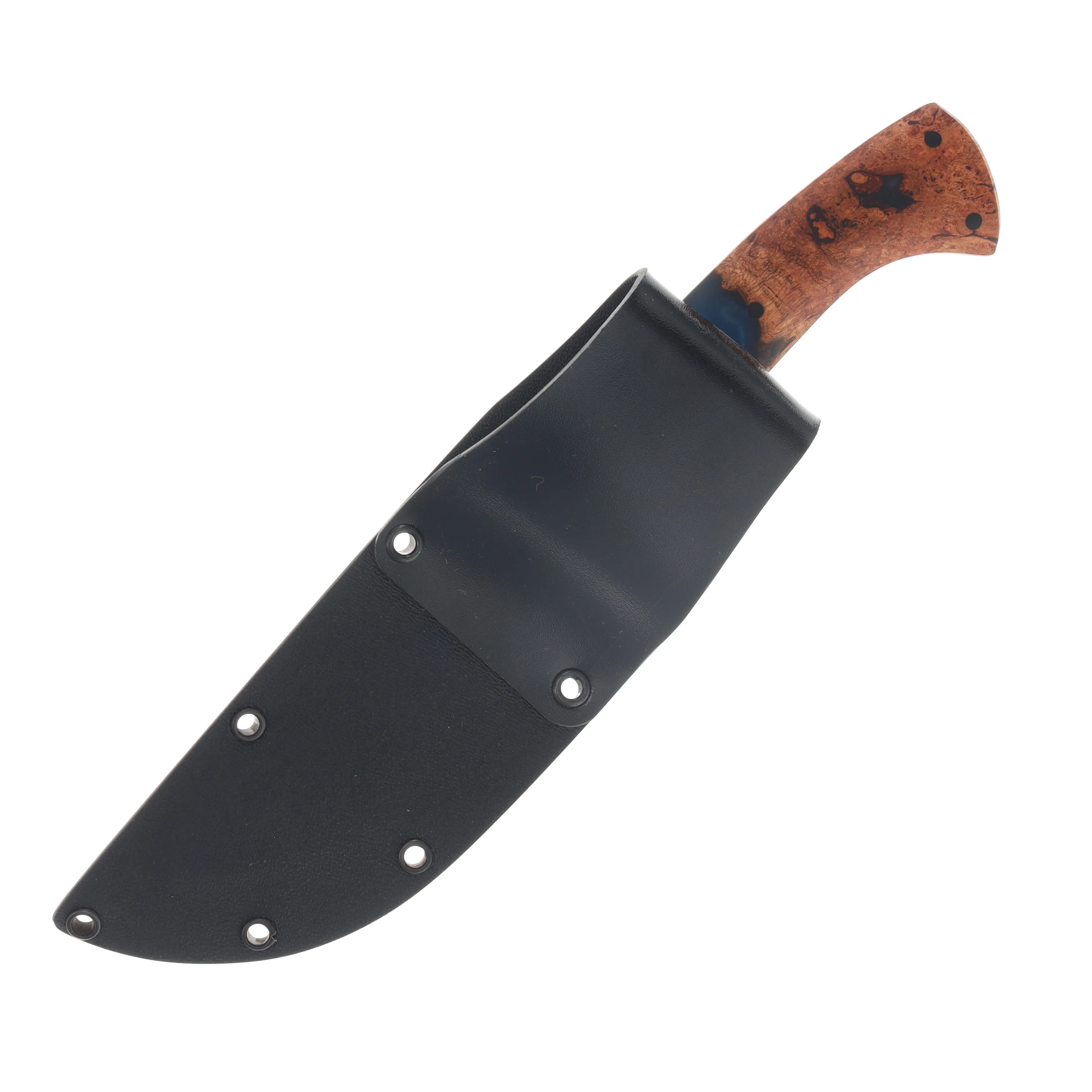 Avery Knifeworks Field Knife Fixed Blade Forged Magnacut/Royal Blue Resin & Maple Burl AK01RBMB View 7