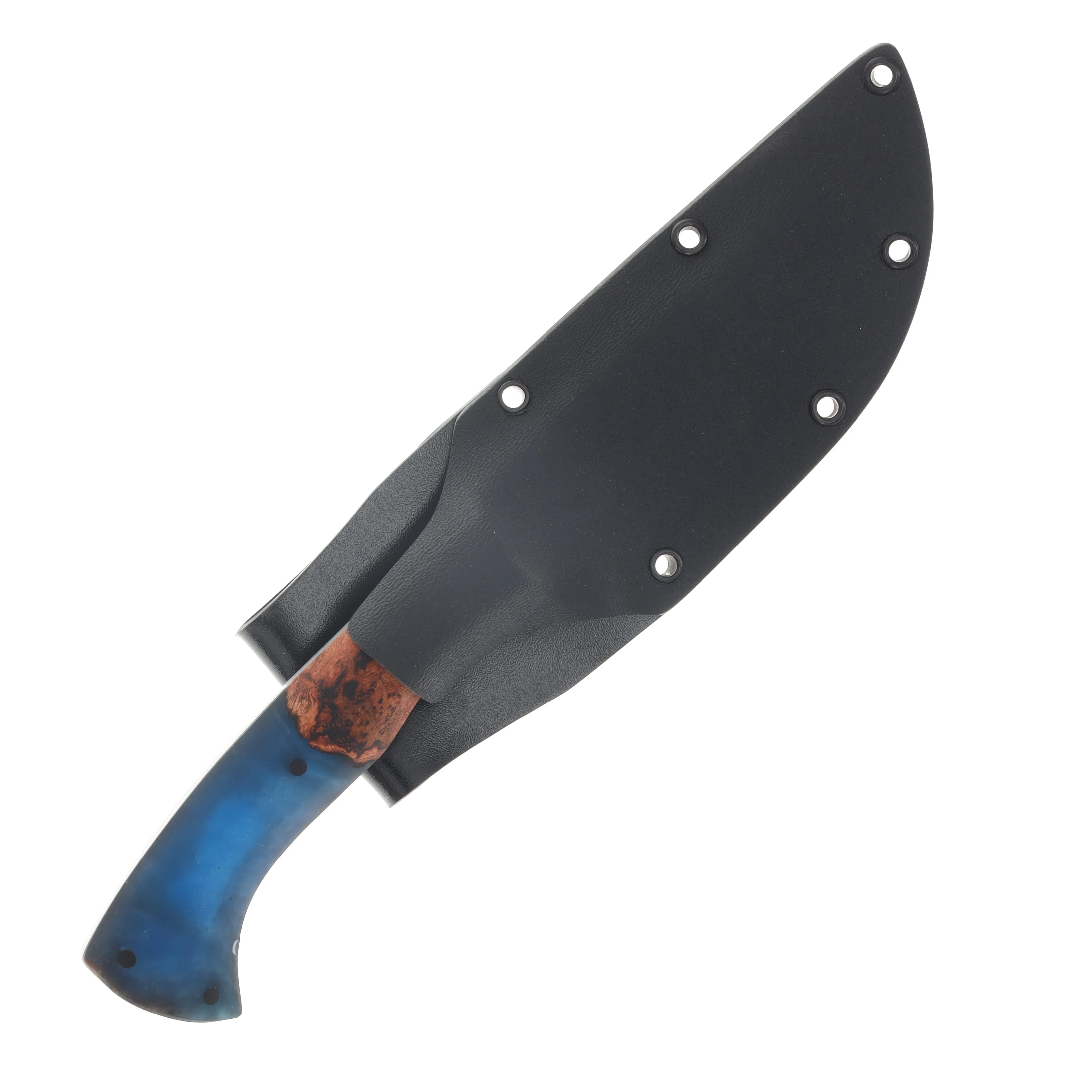 Avery Knifeworks Field Knife Fixed Blade Forged Magnacut/Royal Blue Resin & Maple Burl AK01RBMB View 6