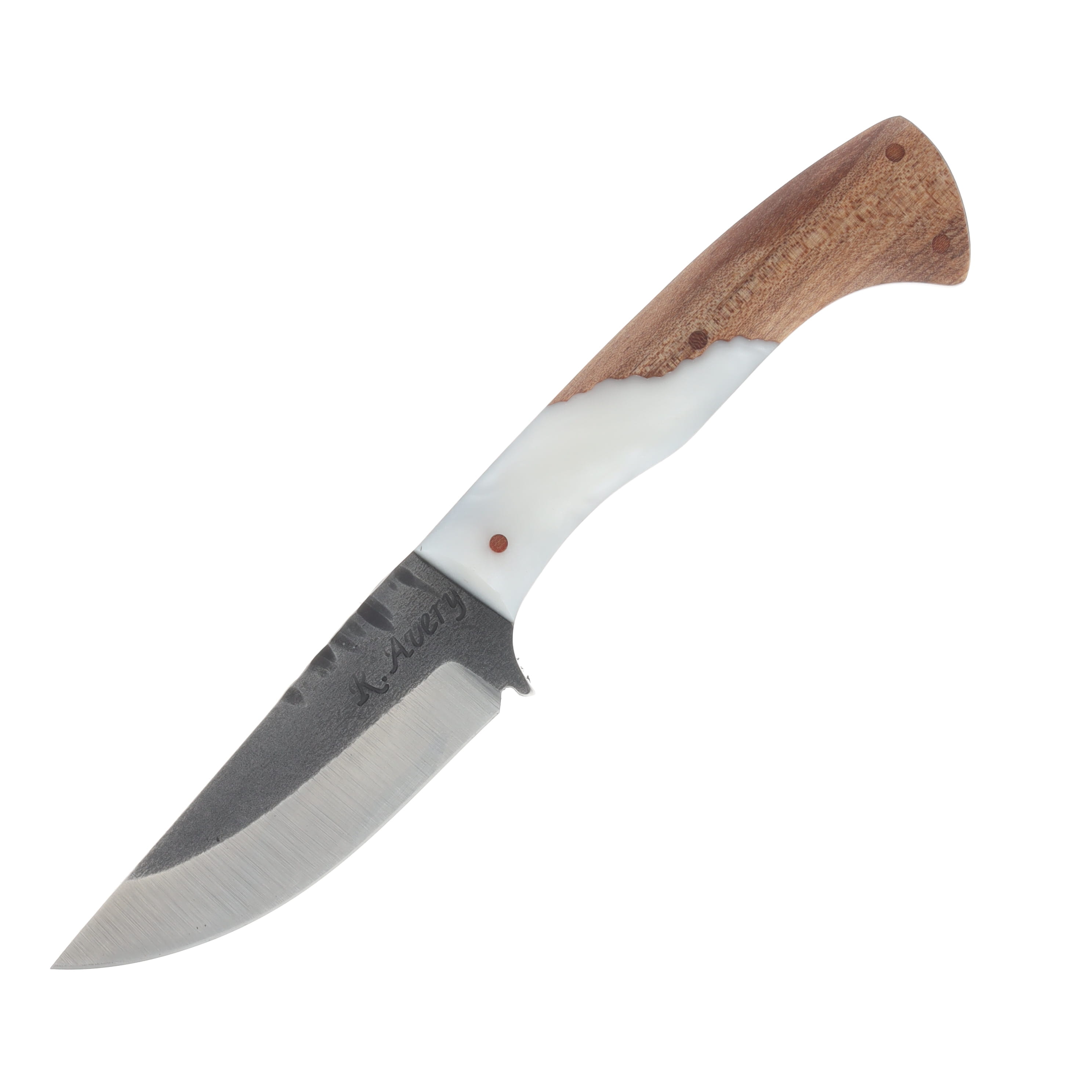 Avery Knifeworks Field Knife Fixed Blade Forged Magnacut/Pearl White Resin & Maple AK01PWM View 3