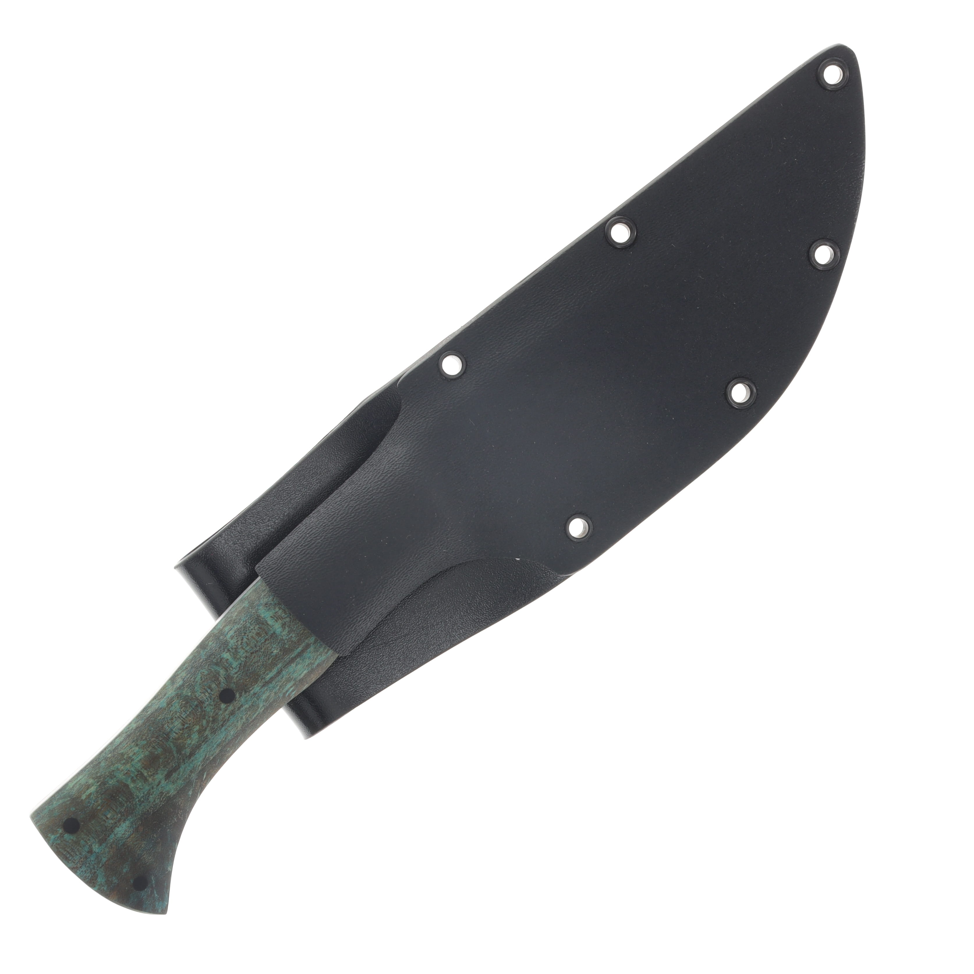 Avery Knifeworks Woodsman Fixed Blade Forged Magnacut/Teal Dyed Curly Maple AK02TCM View 6