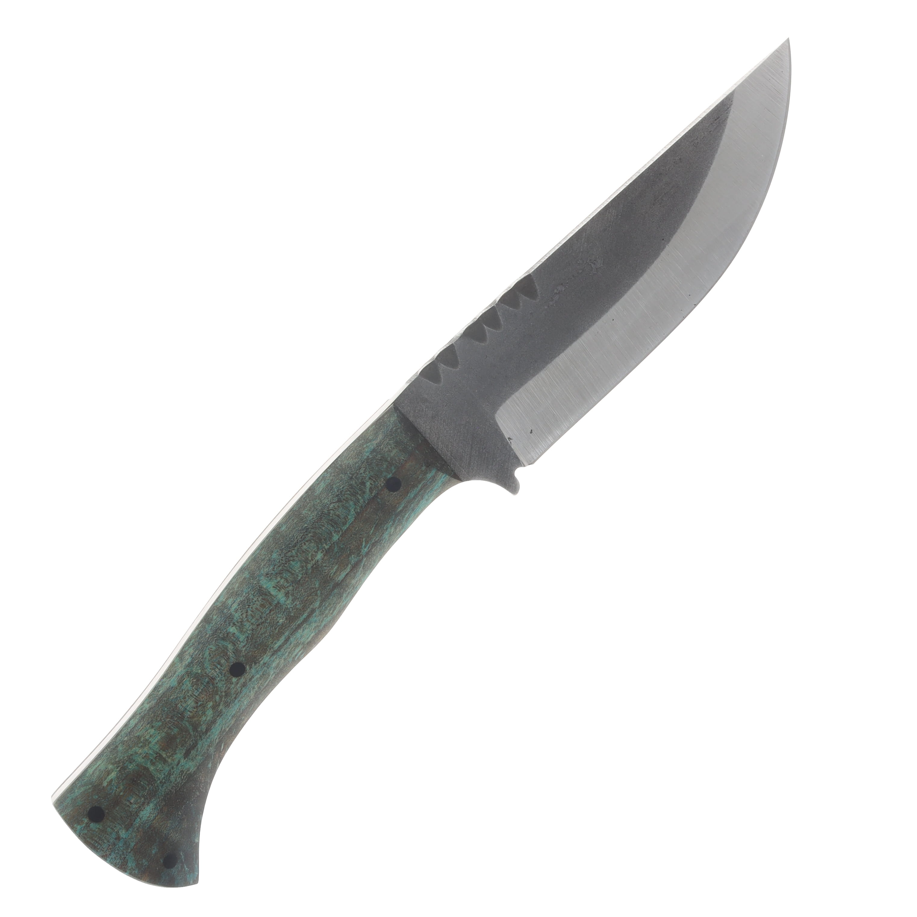 Avery Knifeworks Woodsman Fixed Blade Forged Magnacut/Teal Dyed Curly Maple AK02TCM View 4