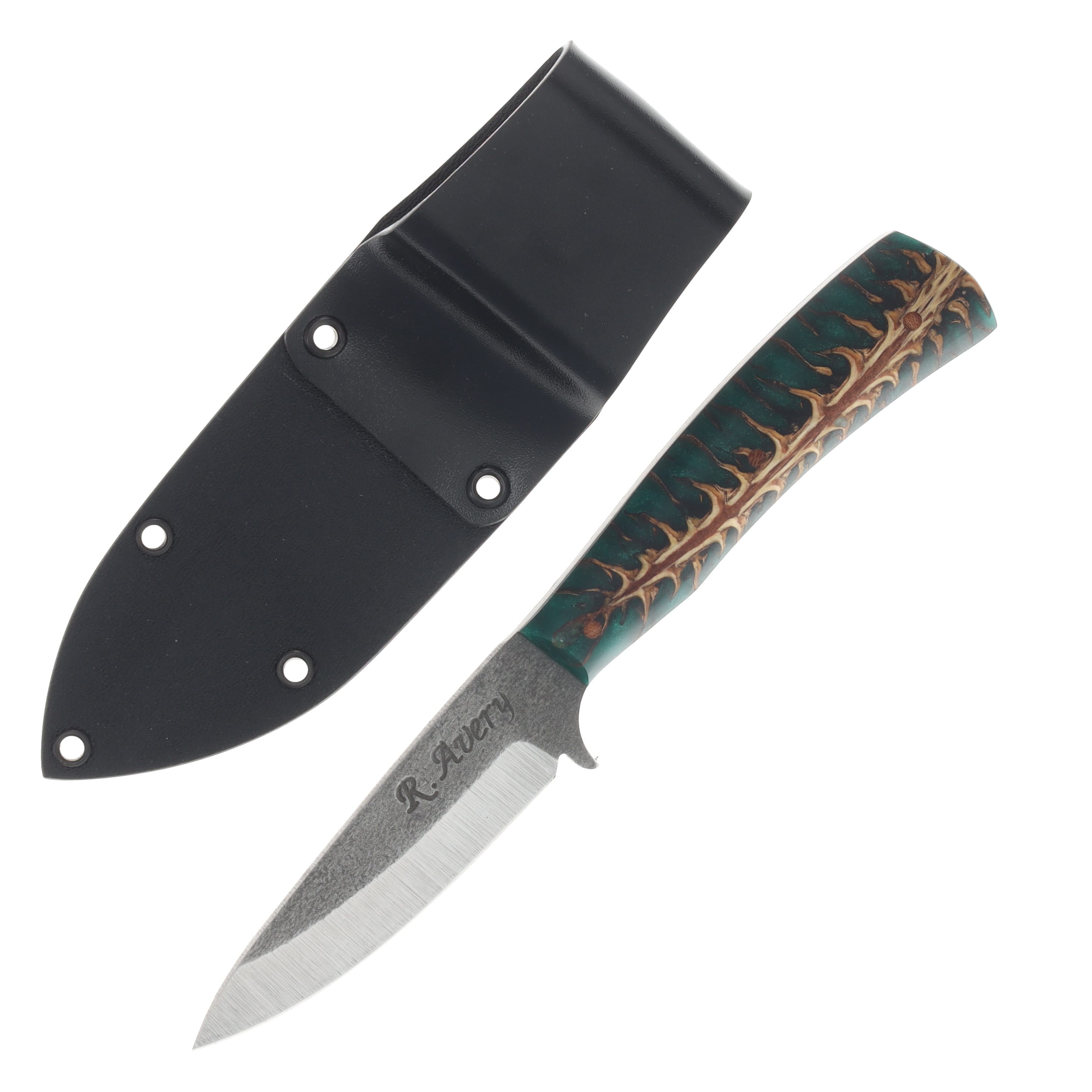 Avery Knifeworks Bird and Trout Knife Fixed Blade Forged Magnacut/Green Pinecone AK03GP View 2