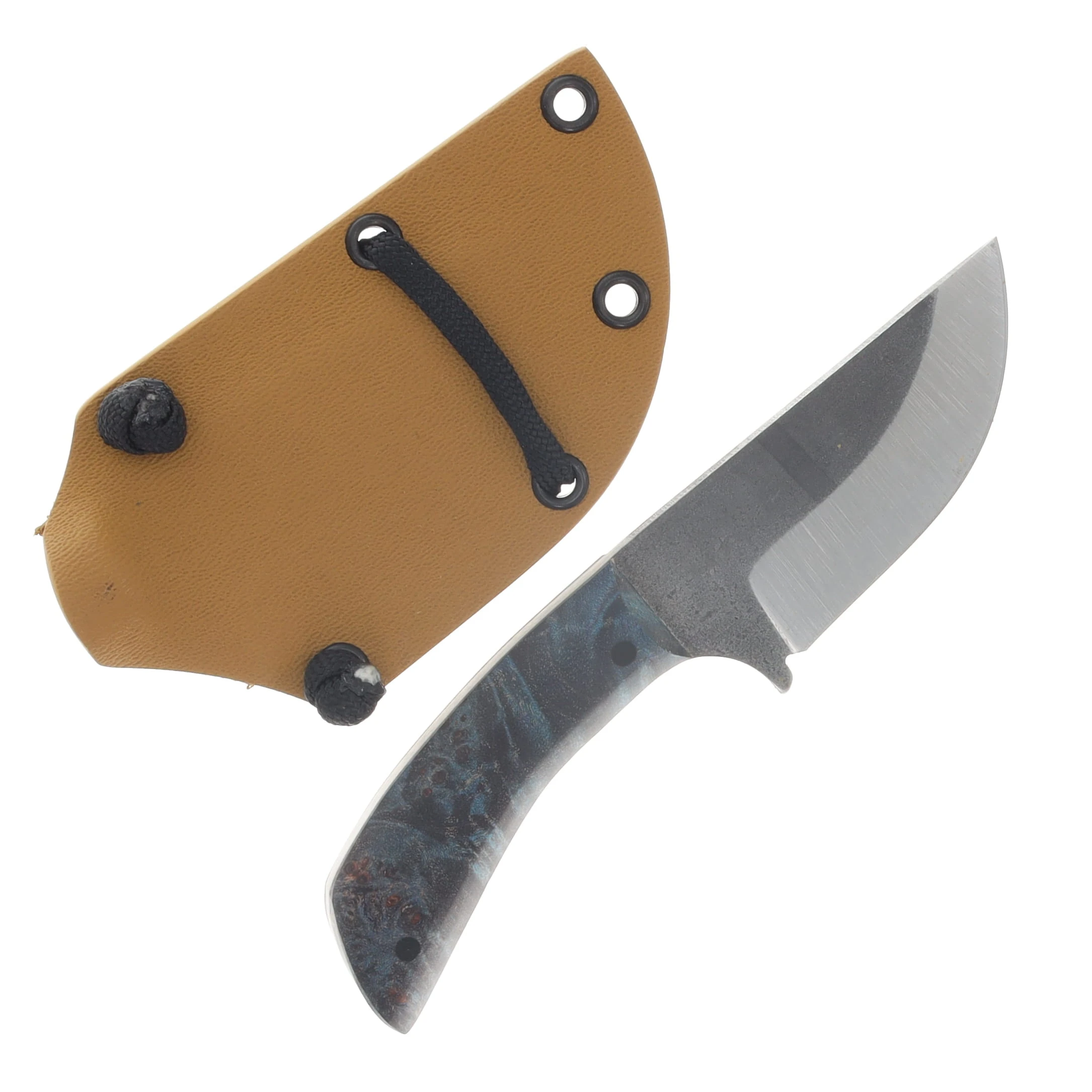 Avery Knifeworks The Mini Fixed Blade Knife Forged Magnacut/Blue Dyed Maple Burl AK05BMB View 2