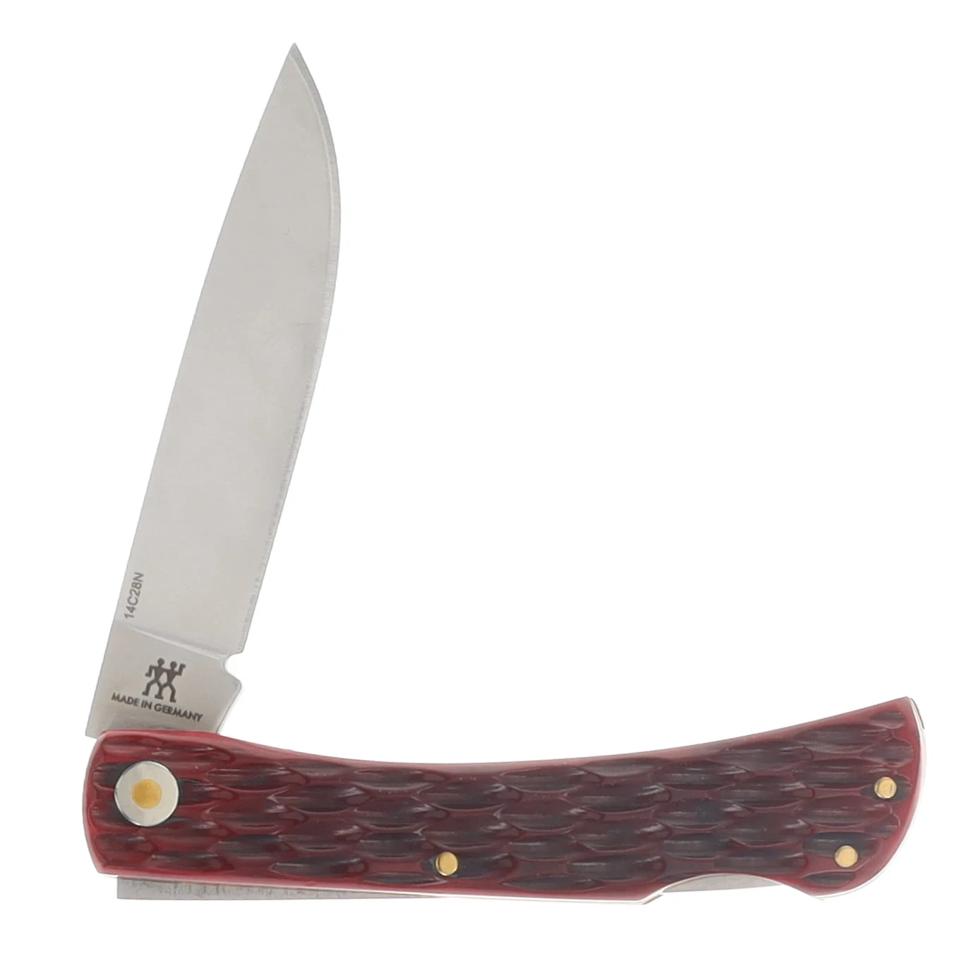 Zwilling J.A. Henckels Landman Sodbuster Folding Knife Red Jigged Bone Handle 14C28N Blade 1037345 View 4