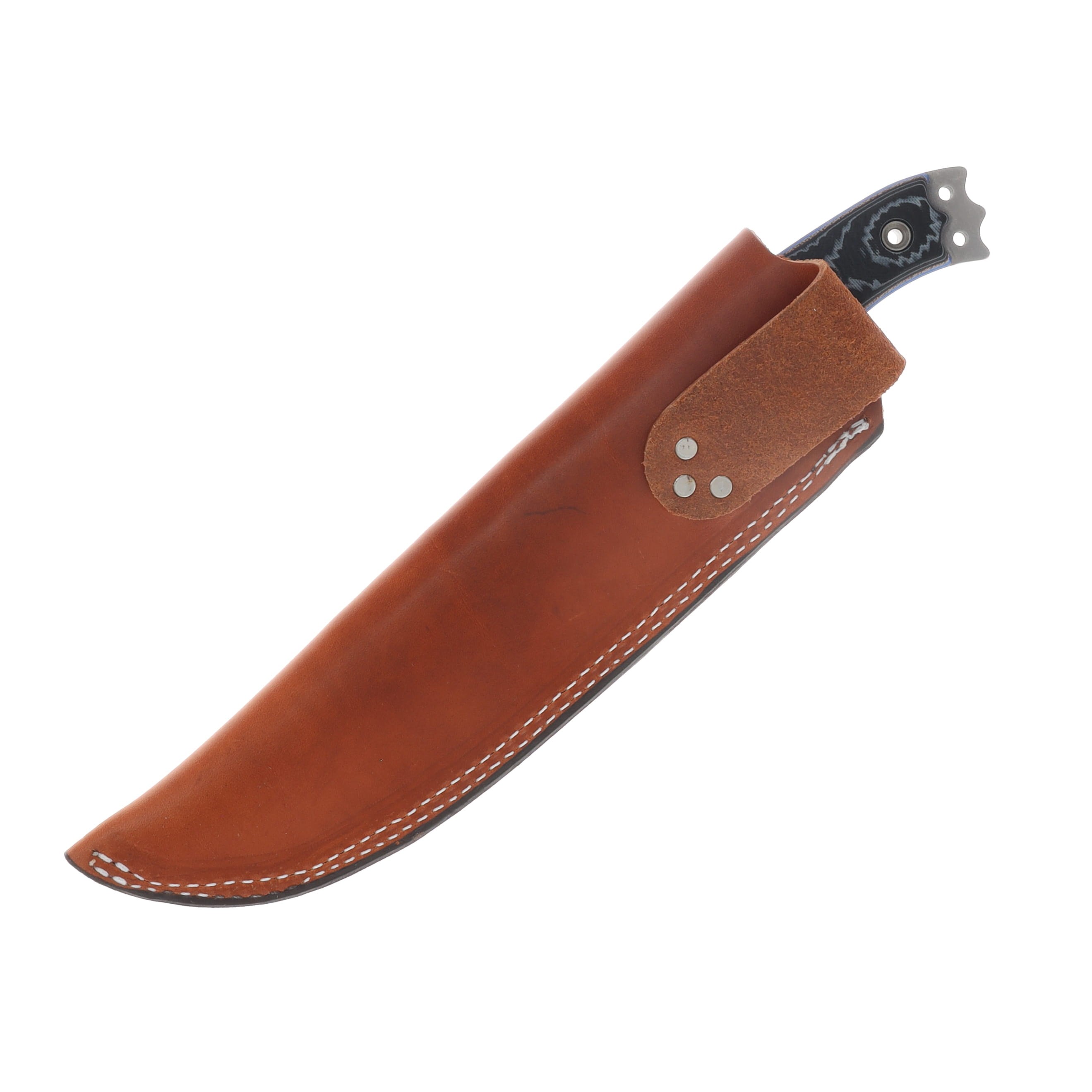 Busse Hell Razor 2 Competition Fixed Knife SW Blade Nuclear Blue Black Handle Brown Leather Sheath BKHR2NUCBLUBLK View 5