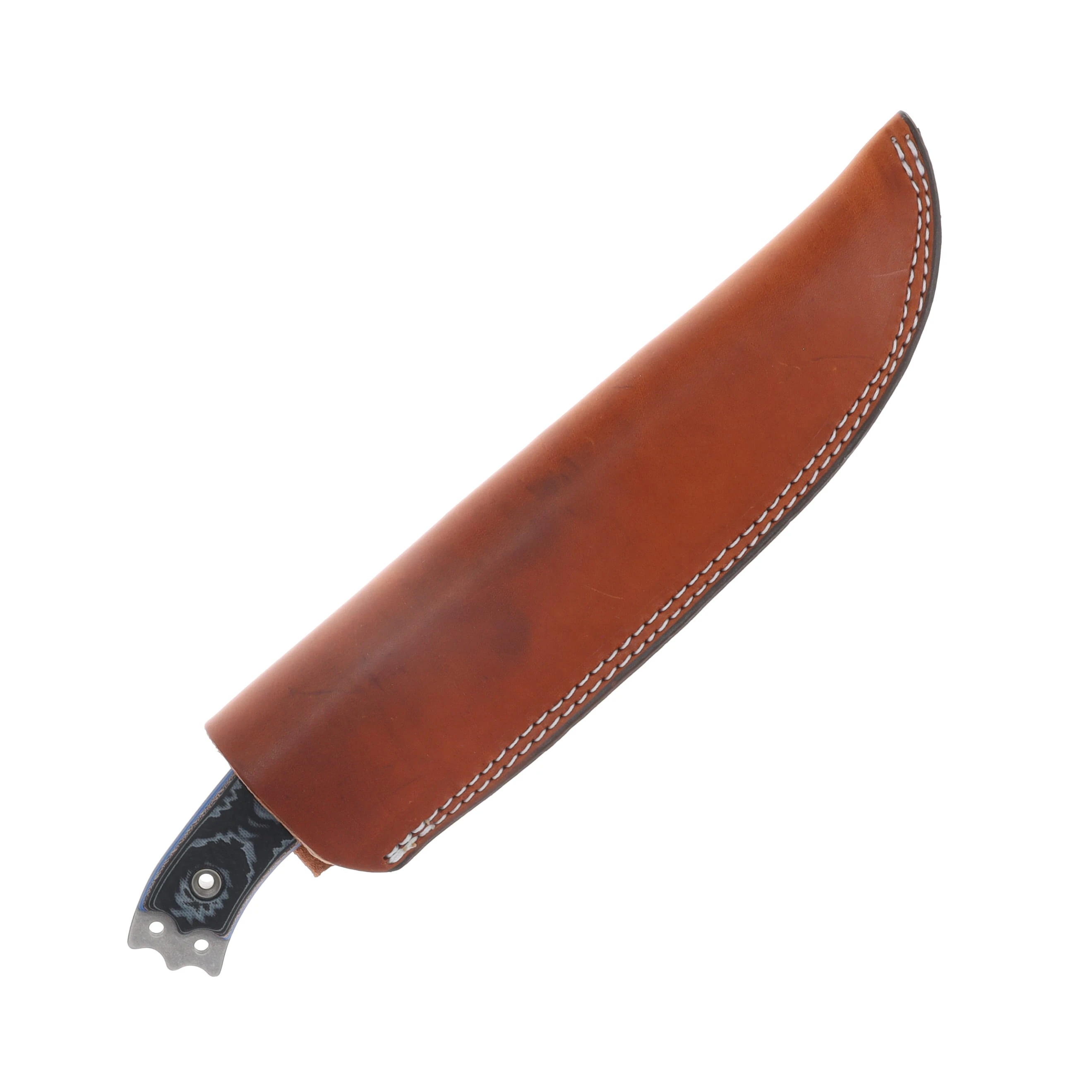 Busse Hell Razor 2 Competition Fixed Knife SW Blade Nuclear Blue Black Handle Brown Leather Sheath BKHR2NUCBLUBLK View 4