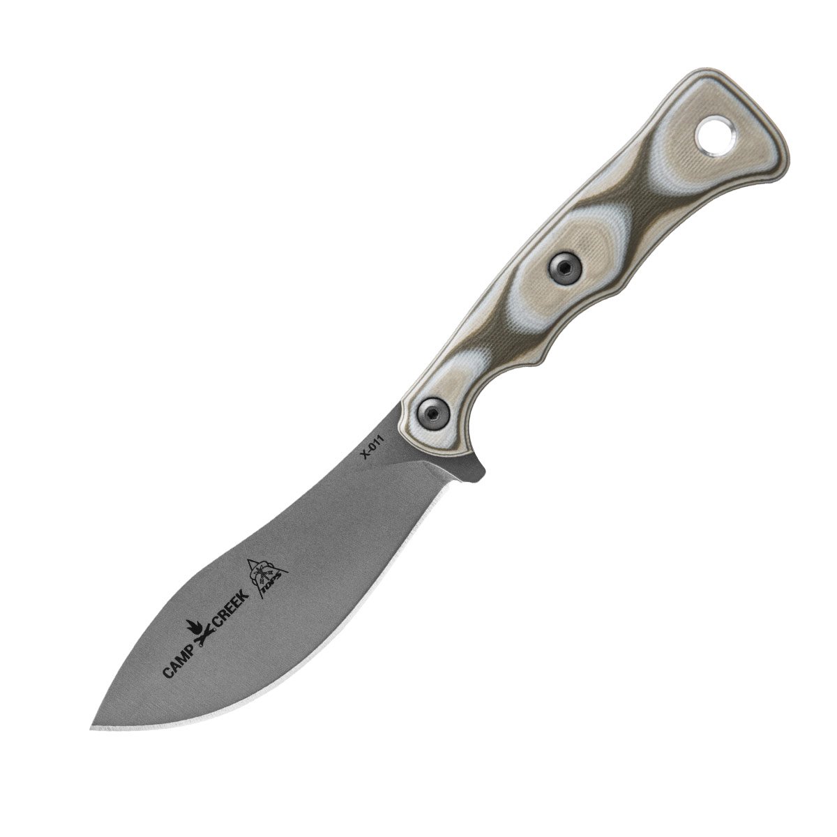 TOPS Camp Creek Fixed Blade Knife Camo 4.38 Inch Plain Tumbled Nessmuk TPCPCK01 View 5