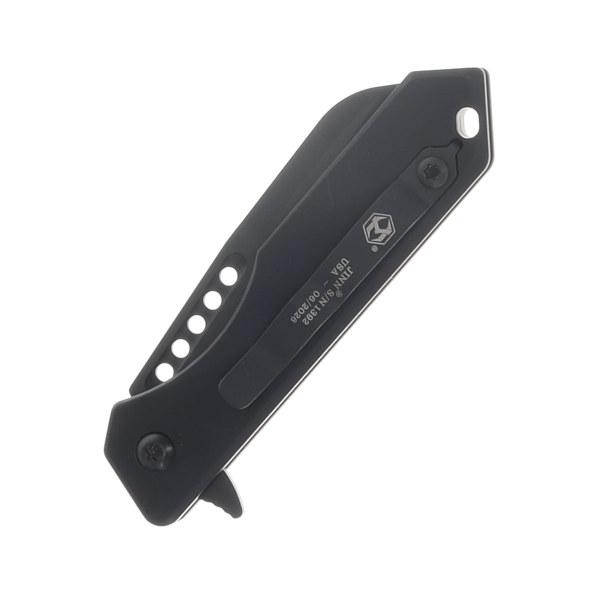 Heretic Jinn Button Lock Folding Knife Tactical Black DLC Magnacut/Aluminum with Titanium Pocket Clip H213-6A-T View 6