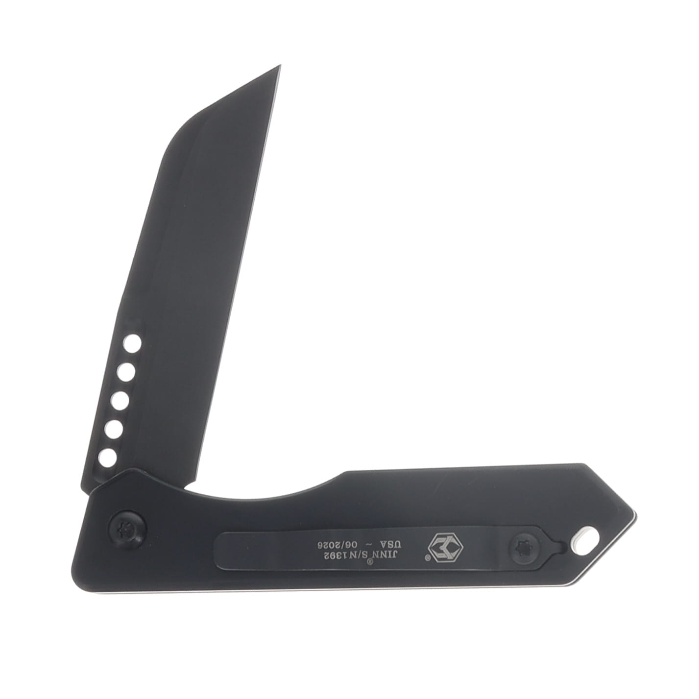 Heretic Jinn Button Lock Folding Knife Tactical Black DLC Magnacut/Aluminum with Titanium Pocket Clip H213-6A-T View 3