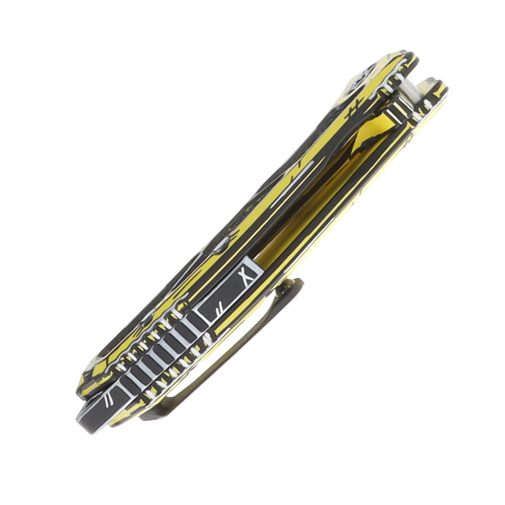 Heretic Medusa Framelock Folding Knife Yellow Cel Shaded Magnacut Tanto H009-CS-YW View 8