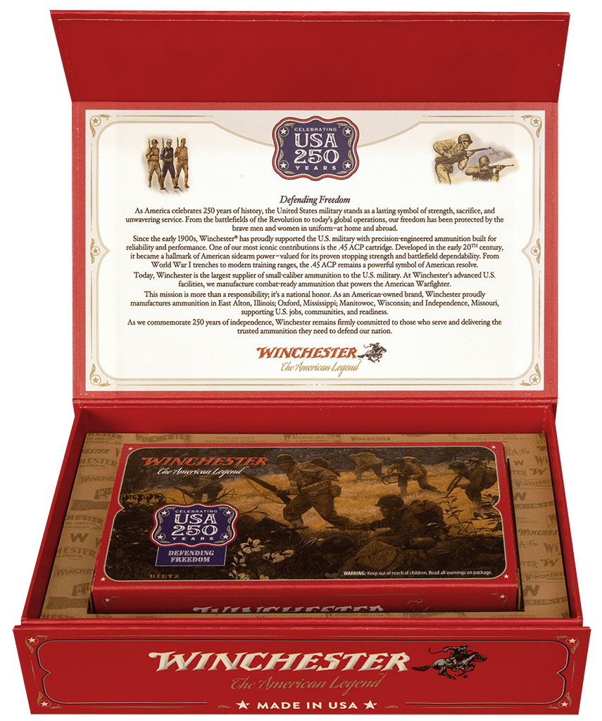 Winchester USA 250th Anniversary .45 ACP FMJ 230gr 50rd Box USA45250 View 1
