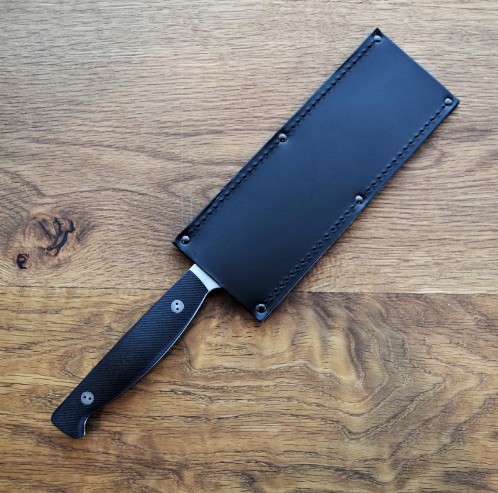 Bradford 8" Chef Knife Light Stonewash Magnacut/3D Microtextured Black G-10 View 2