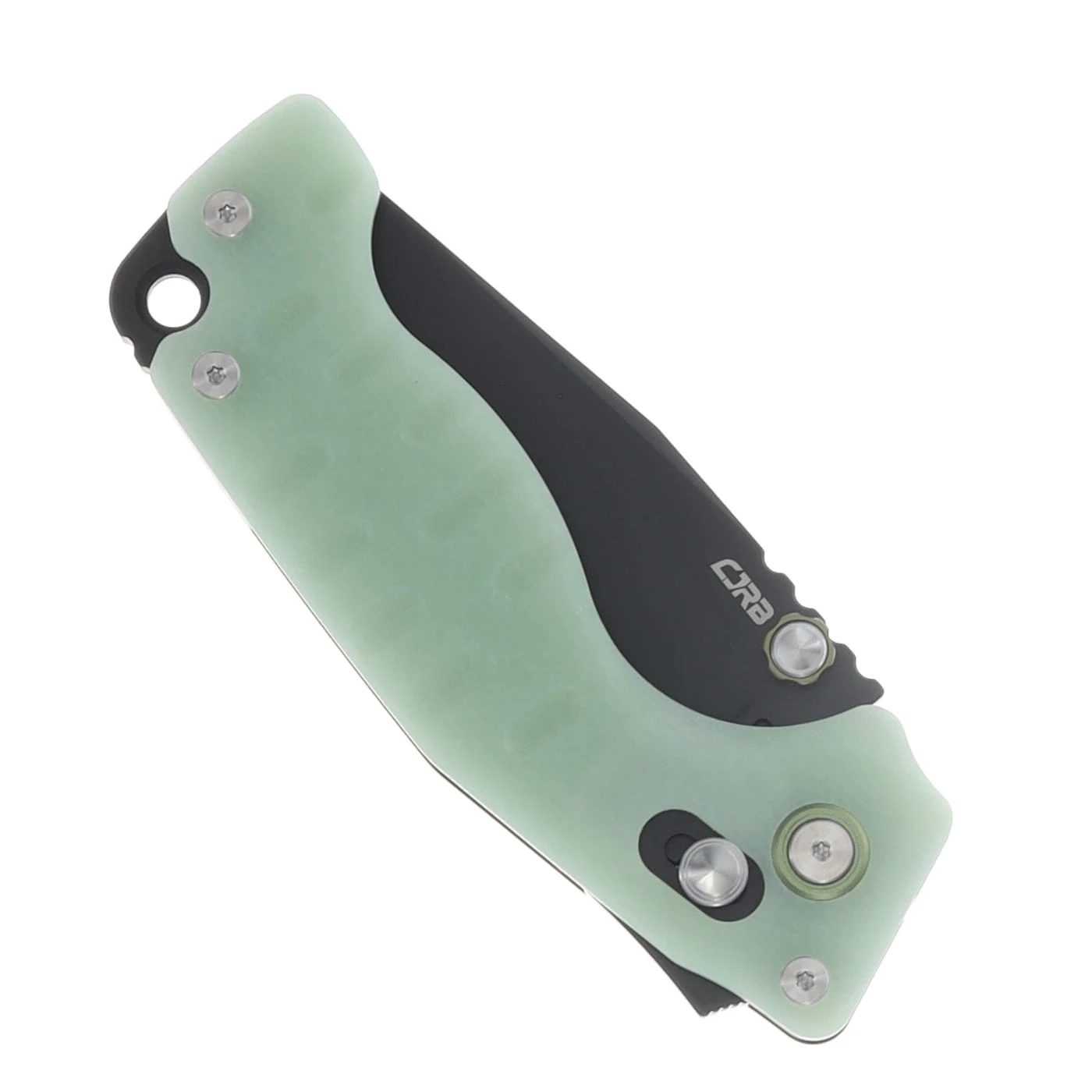 CJRB Doubletap Recoil Lock Folding Knife Black D2/Glow in the Dark Natural Green G-10 CRJBJ1970-BGD View 5