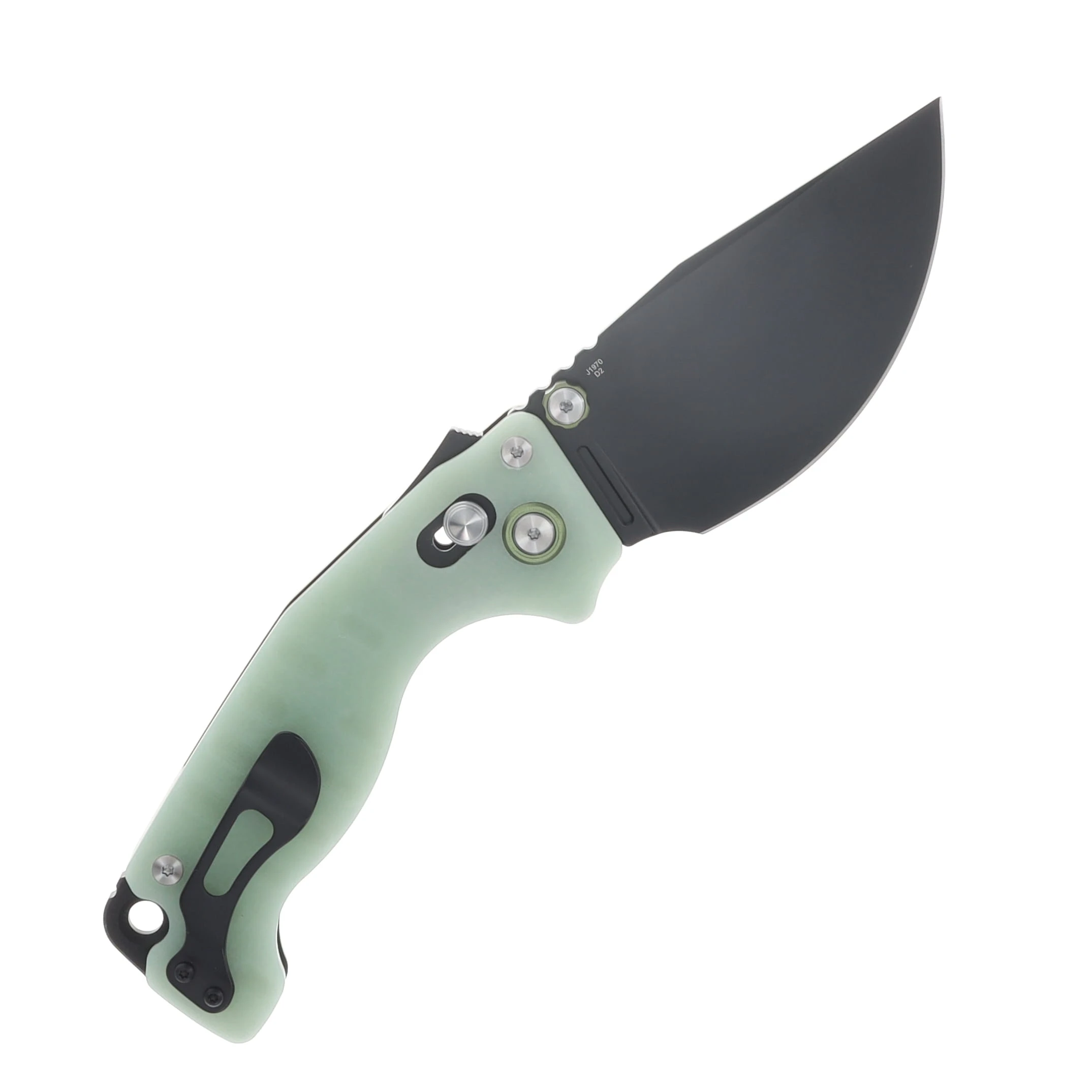 CJRB Doubletap Recoil Lock Folding Knife Black D2/Glow in the Dark Natural Green G-10 CRJBJ1970-BGD View 2