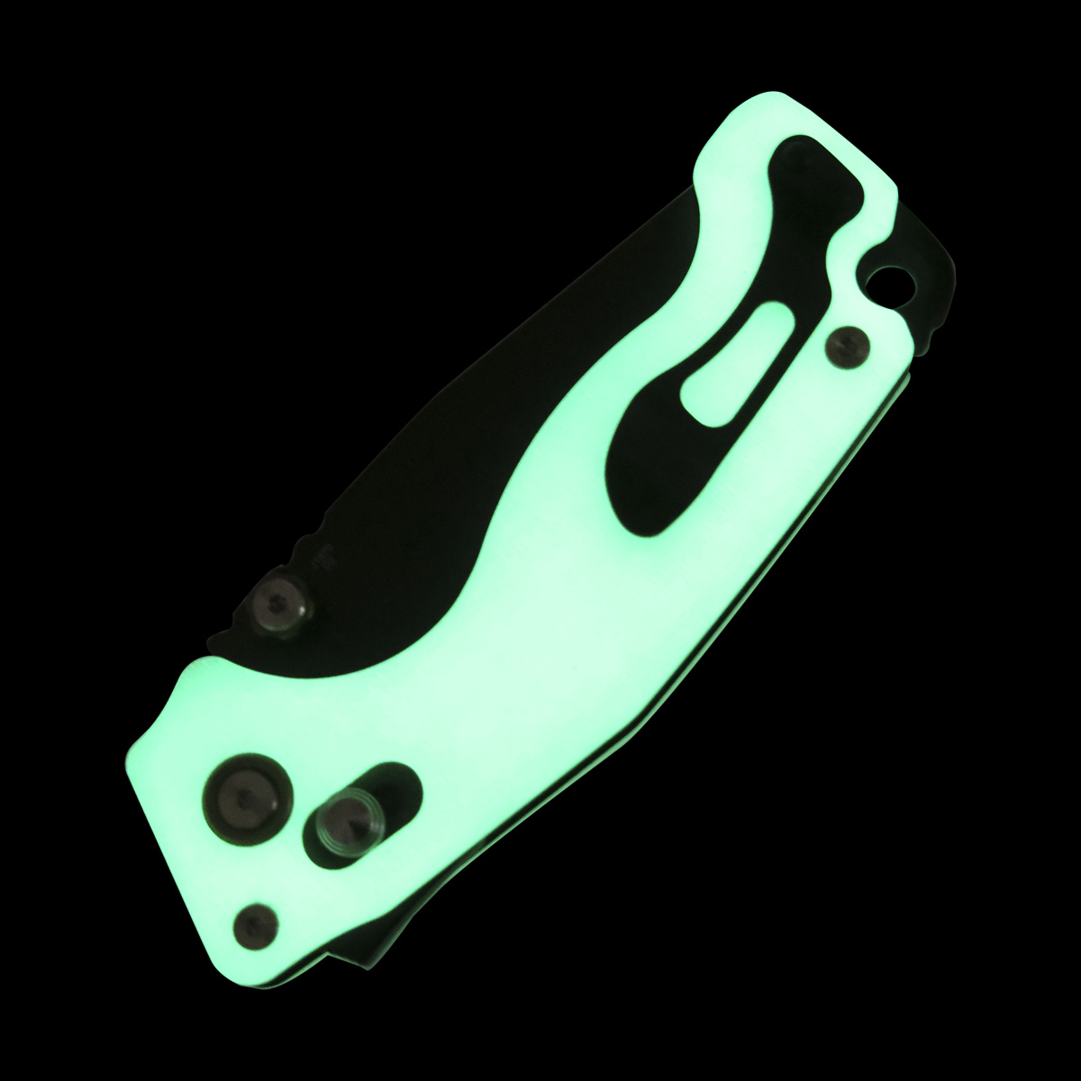 CJRB Doubletap Recoil Lock Folding Knife Black D2/Glow in the Dark Natural Green G-10 CRJBJ1970-BGD View 9