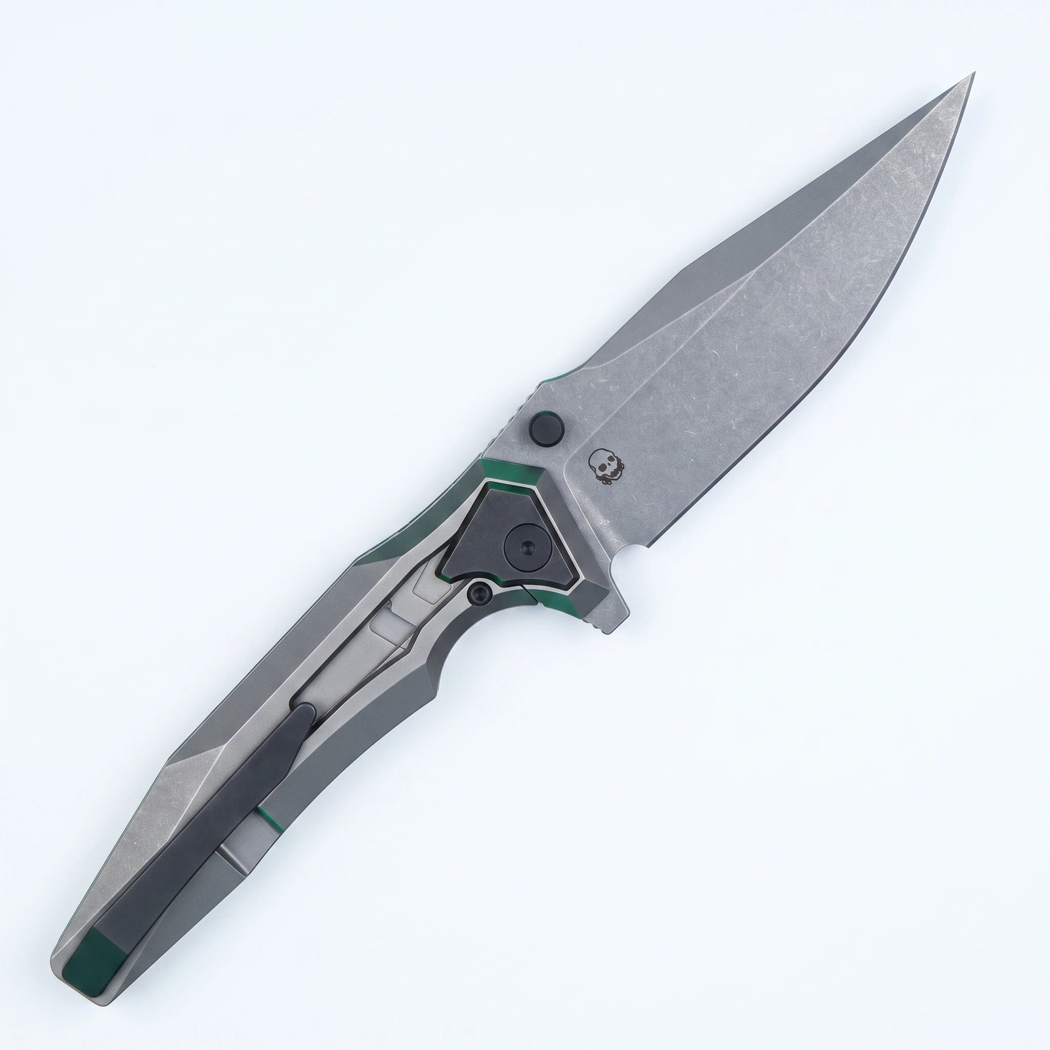Arcane Design The Creature Framelock Folding Knife Satin Magnacut/Gray Titanium with Black Collar ADCREATURESTNGRY View 1