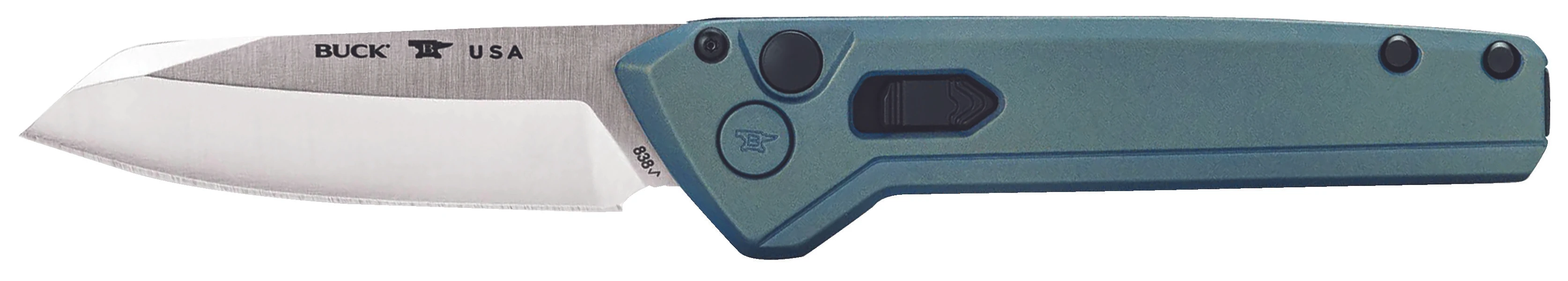 Buck 838 Deploy OTS Auto Knife Blue Cerakote Aluminum Handle 154CM Blade BU13600 View 1
