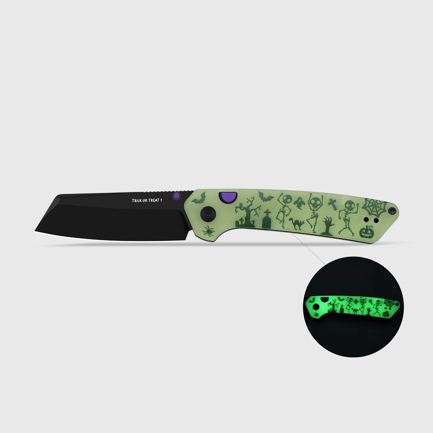 Kizer Halloween 2026 Madrac Button Lock Folding Knife Black PVD/Glow In the Dark Halloween Party G-10 V3693BSHW1 View 1