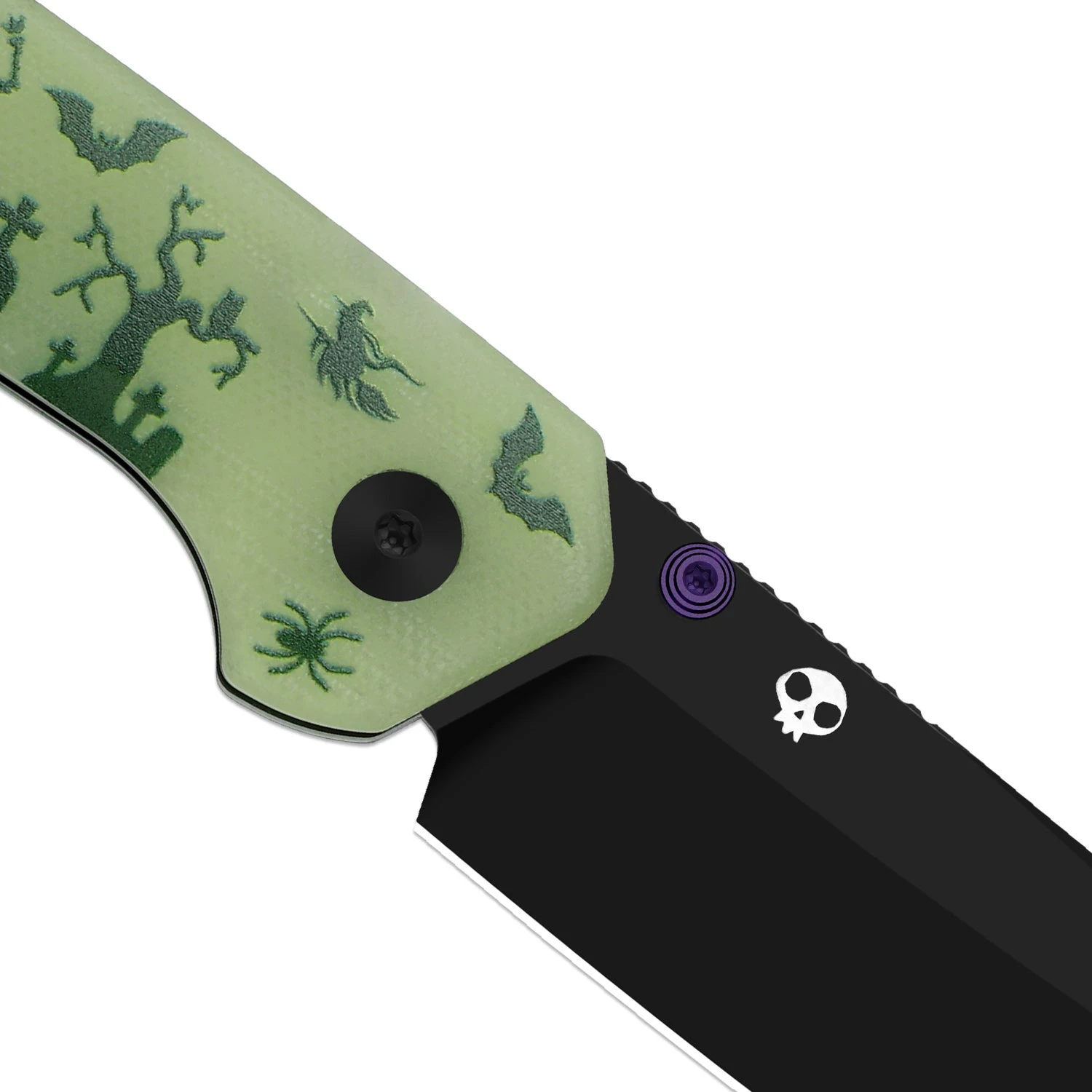 Kizer Halloween 2026 Madrac Button Lock Folding Knife Black PVD/Glow In the Dark Halloween Party G-10 V3693BSHW1 View 6