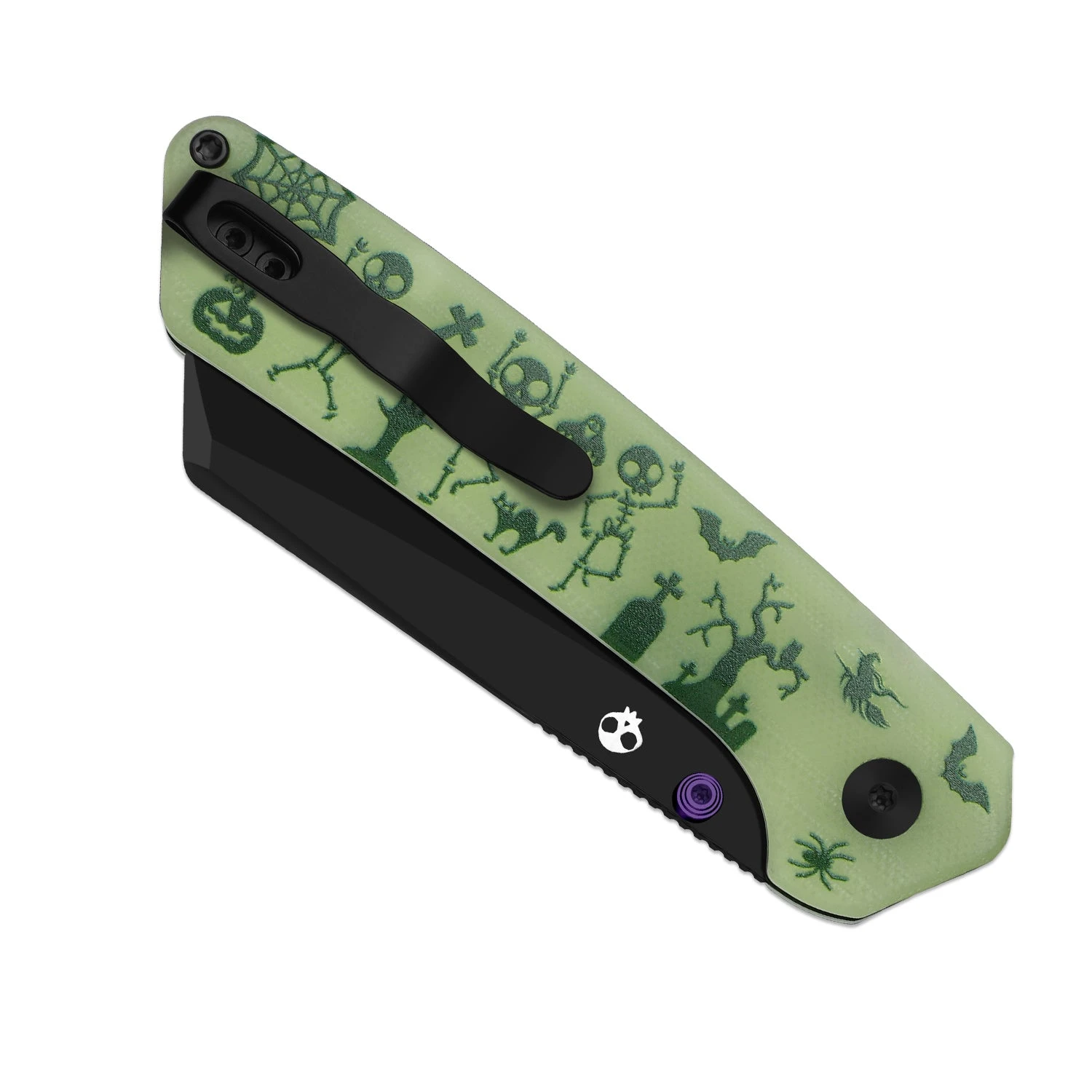 Kizer Halloween 2026 Madrac Button Lock Folding Knife Black PVD/Glow In the Dark Halloween Party G-10 V3693BSHW1 View 8