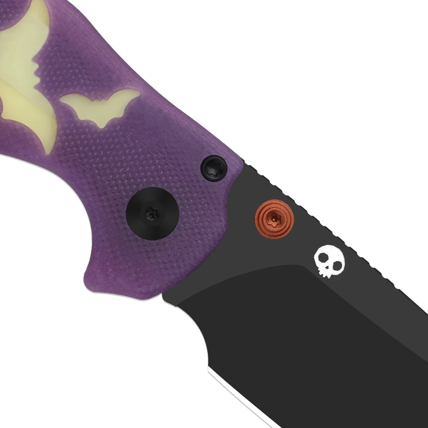Kizer Halloween 2026 C01C 2.9 Clutch Lock Folding Knife Matte DLC Ultra Elmax/Glow In The Dark Bats Purple G-10 KI3488.29BDHW1 View 7
