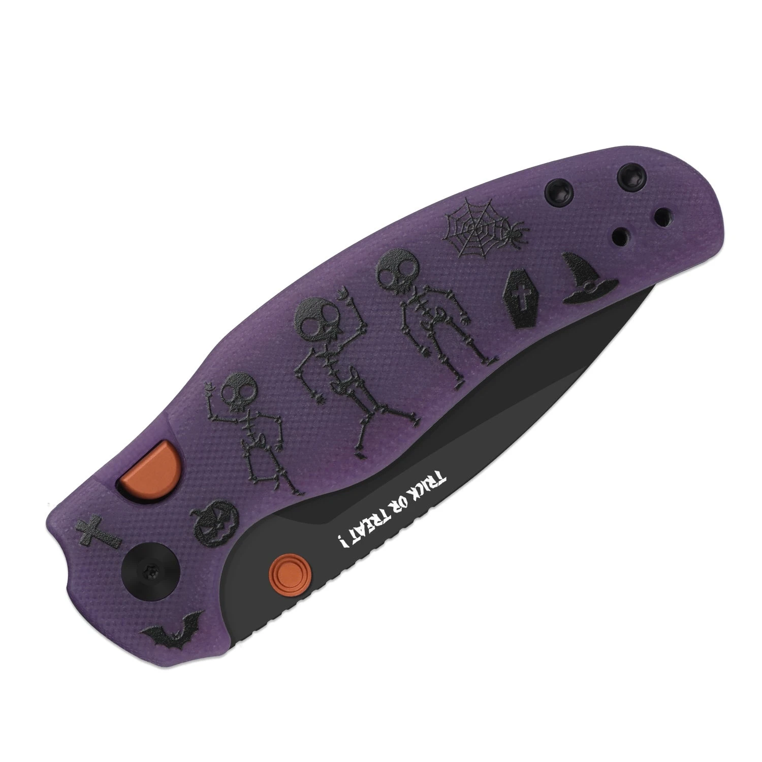 Kizer Halloween 2026 C01C 2.9 Clutch Lock Folding Knife Matte DLC Ultra Elmax/Glow In The Dark Bats Purple G-10 KI3488.29BDHW1 View 8