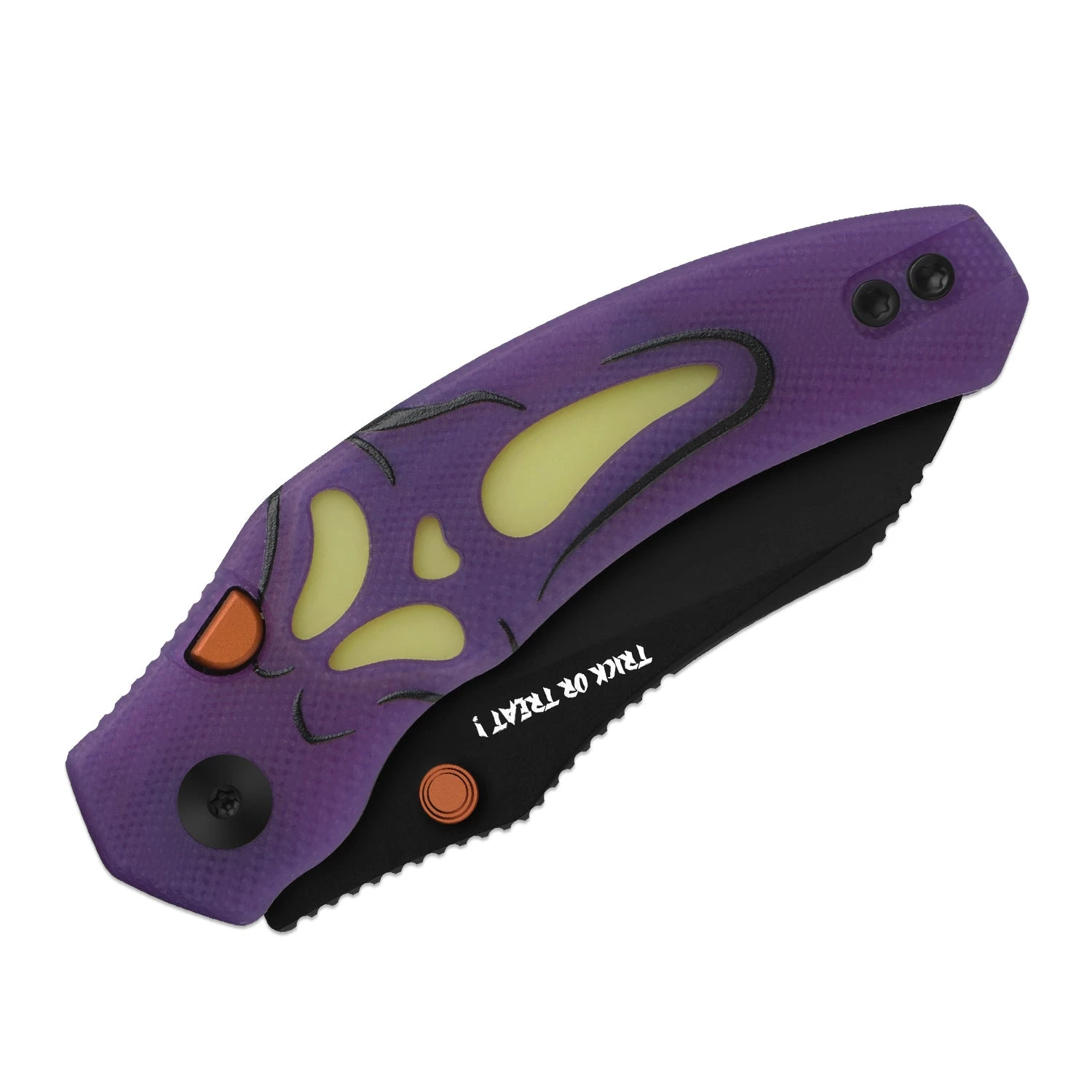 Kizer Halloween 2026 Mini Bulldog Clutch Lock Folding Knife PVD Nitro V/Glow In The Dark Screaming Ghost Face Purple G-10 V3672SBDHW1 View 4
