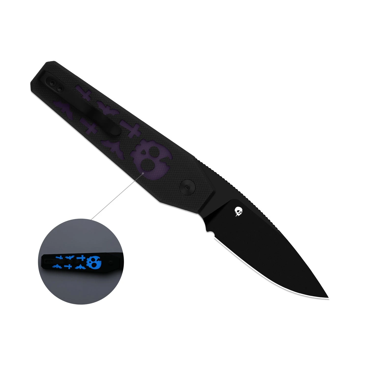 Kizer Halloween 2026 Tomb Button Lock Folding Knife PVD Nitro V/Glow in the Dark G-10 V3692HW2 View 4