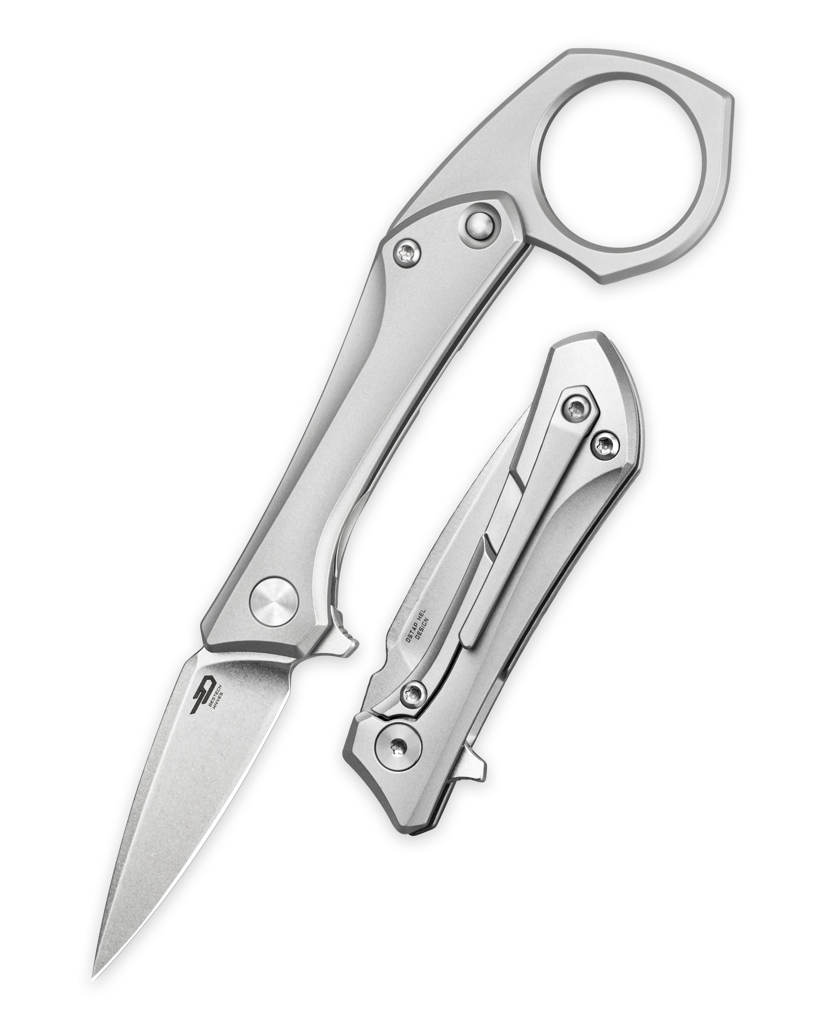 Bestech Knives Duci Bead Blasted Titanium Handle Stonewashed 20CV Blade BT2605A View 1
