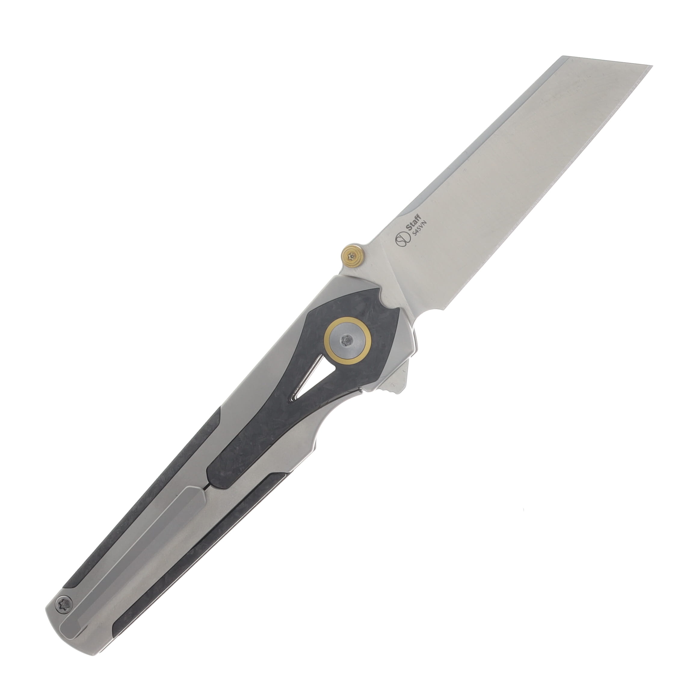 Kizer Staff Framelock Folding Knife Satin S45VN/Light Gray Titanium and Carbon Fiber KI3795A2 View 2