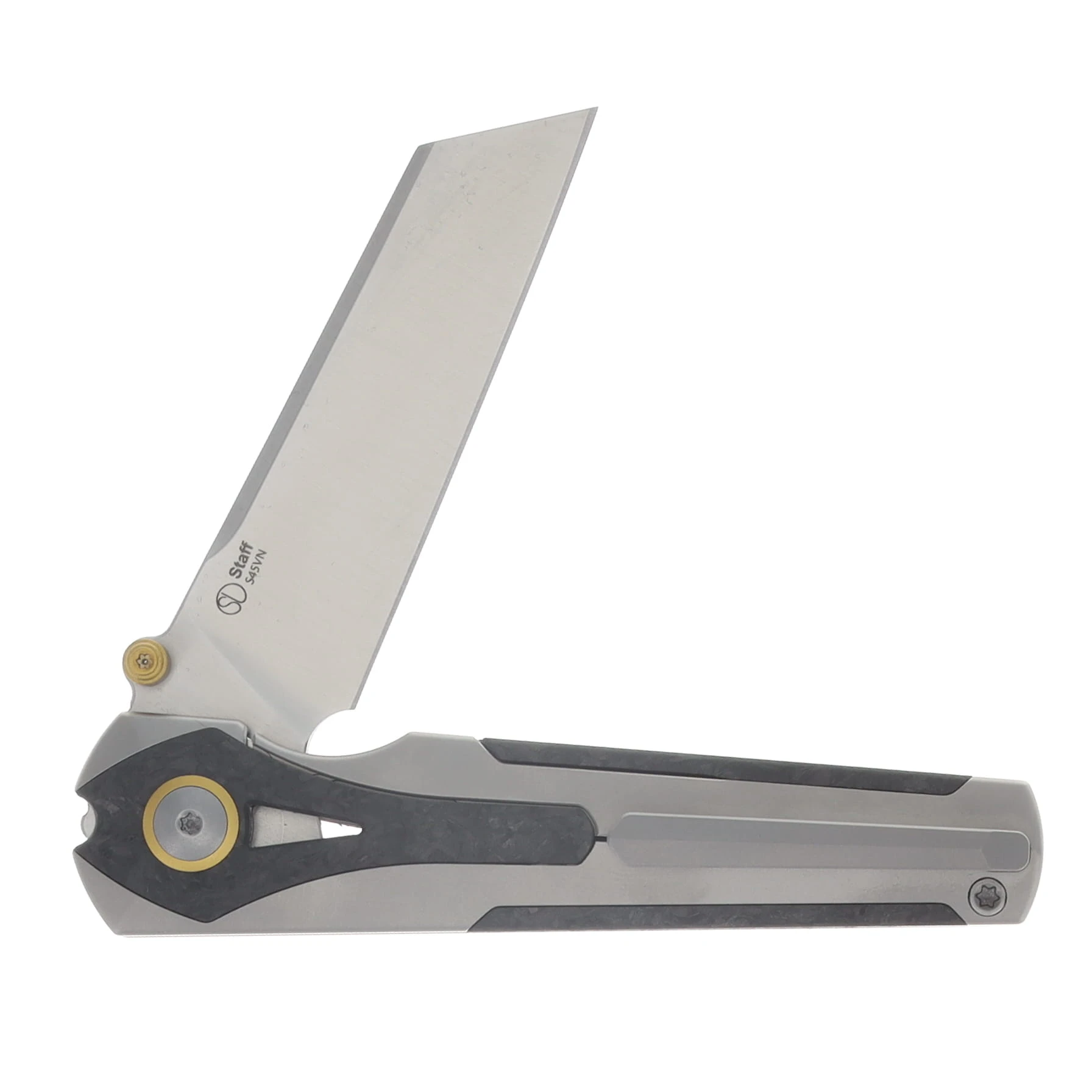 Kizer Staff Framelock Folding Knife Satin S45VN/Light Gray Titanium and Carbon Fiber KI3795A2 View 4