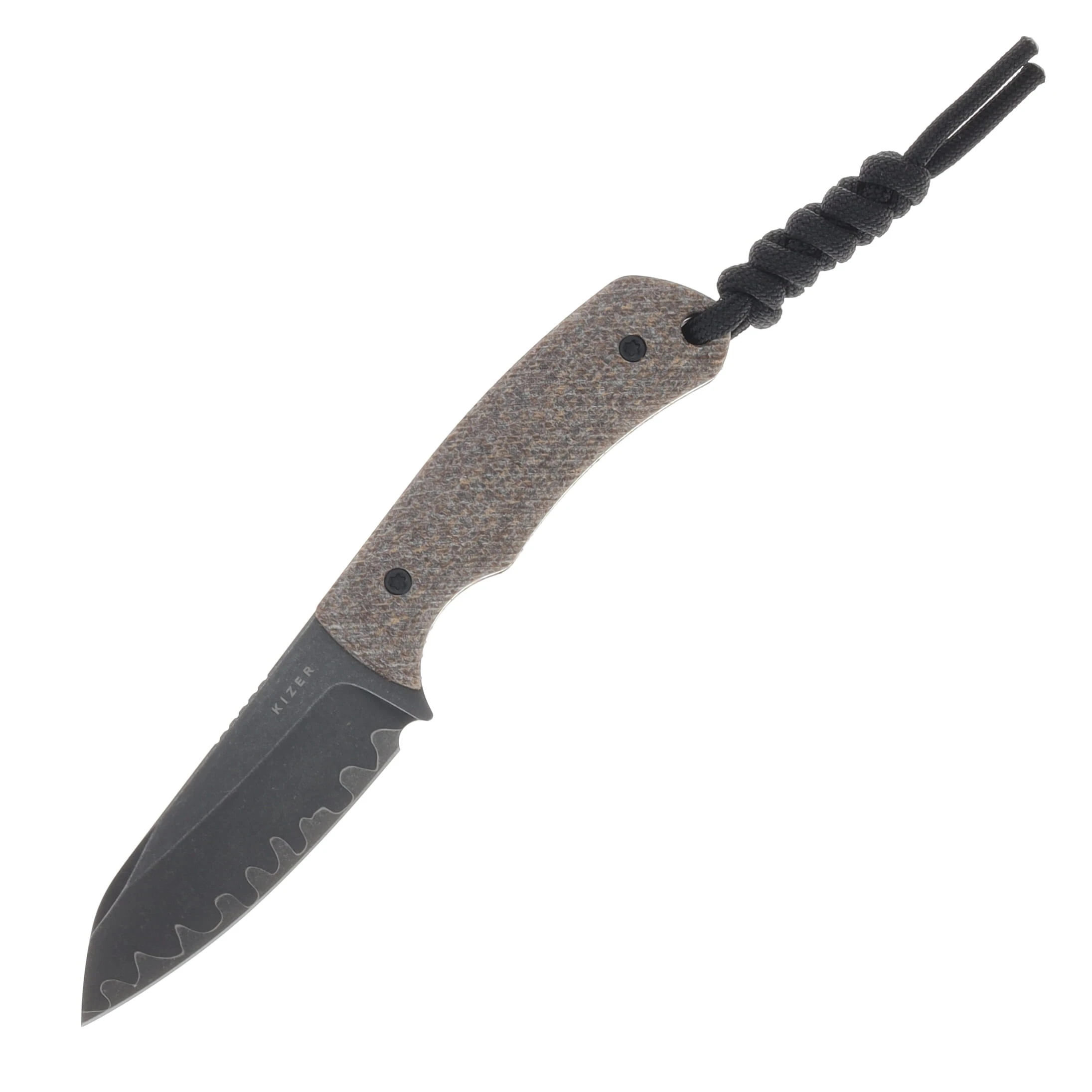 Kizer Field Mouse Fixed Blade Knife Acid Wash 3-Layer Composite Blade/Glow In The Dark Canvas Micarta 1135A2 View 4
