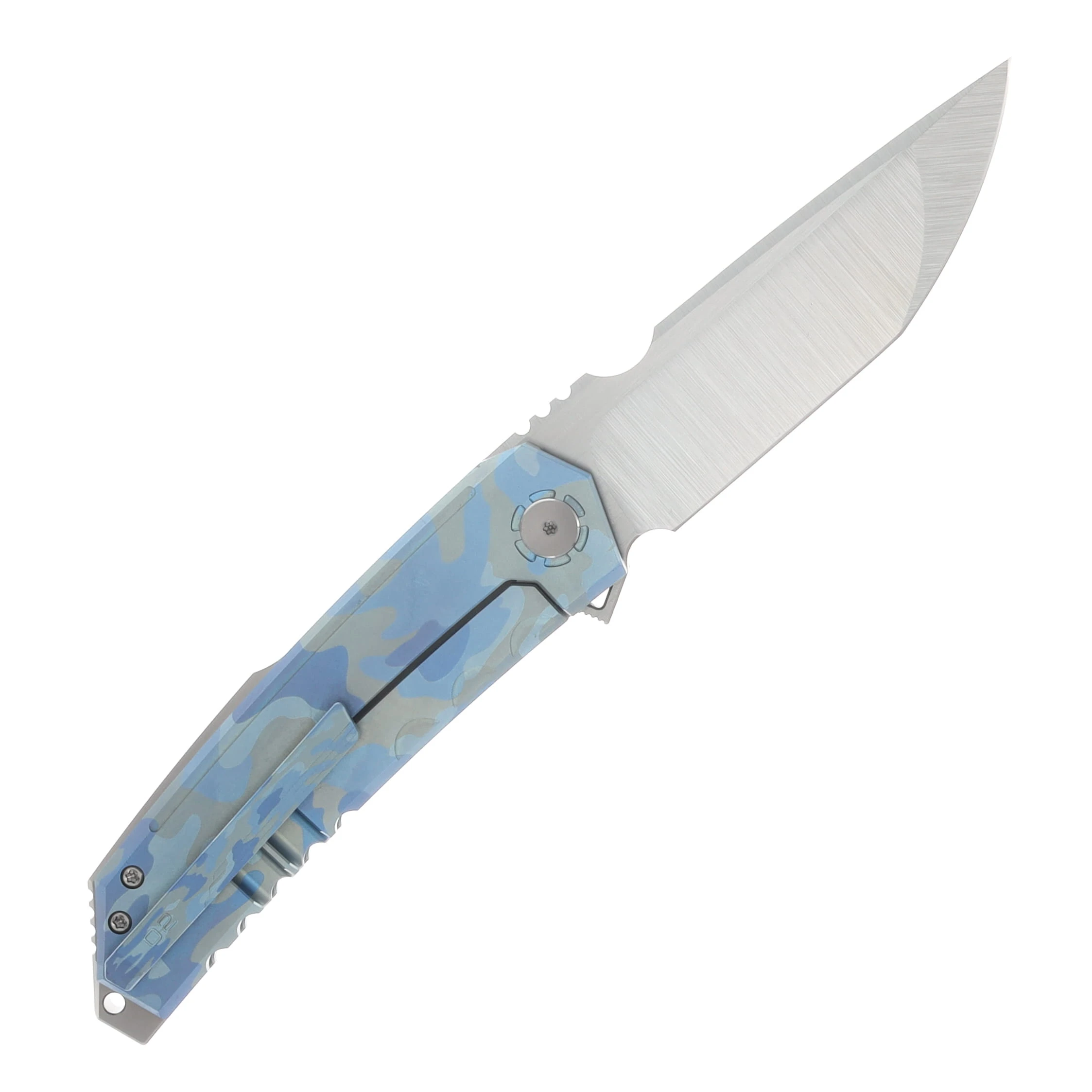 WE Knife Co Navy Inspired Capstan Folder Blue Terrain TI Handle Hand Polished Satin M390 Blade WE24047-3 View 2