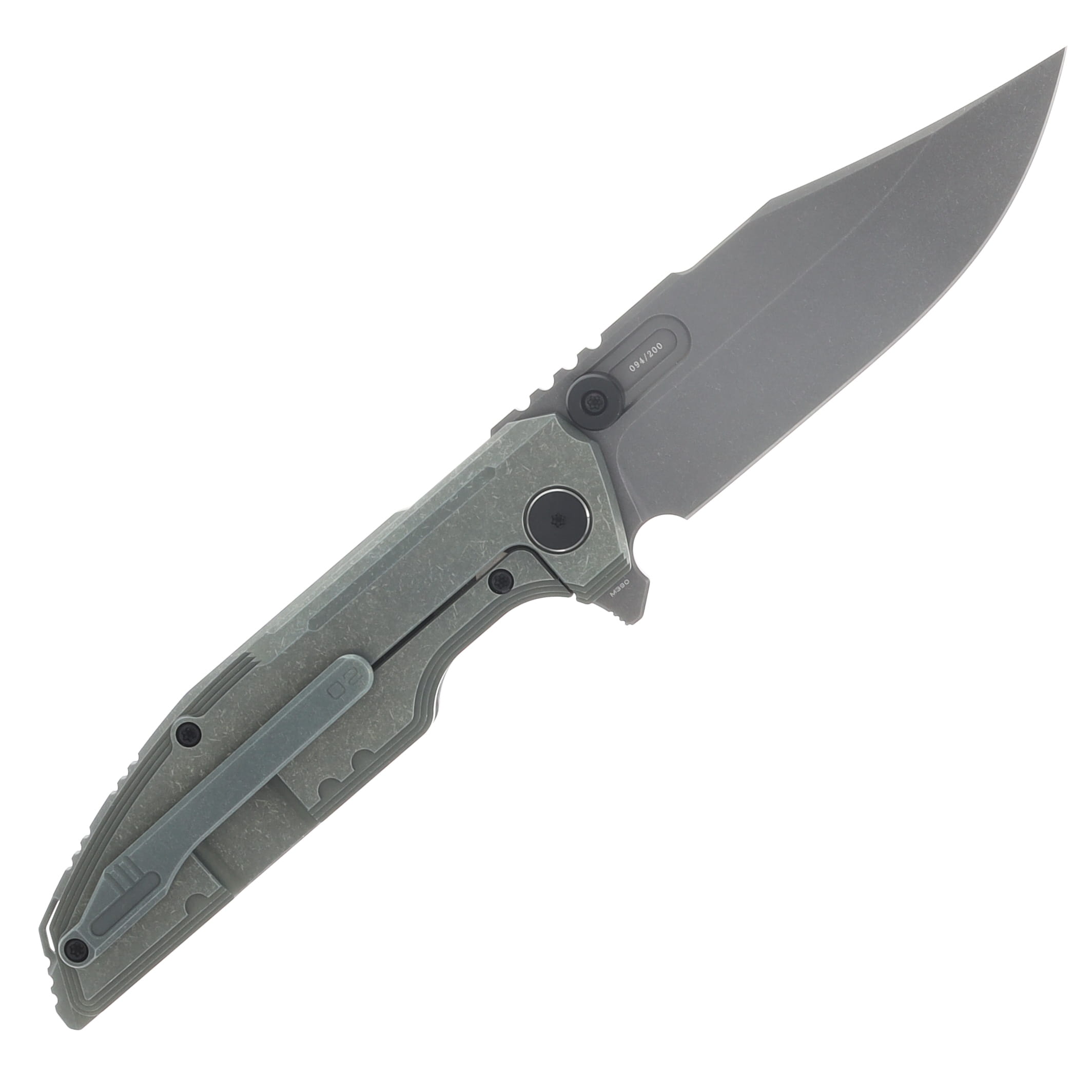 WE Knife Co Army Inspired Muster Folder Olive Gray Titanium Handle Gray SW M390 Blade WE23058-2 View 2