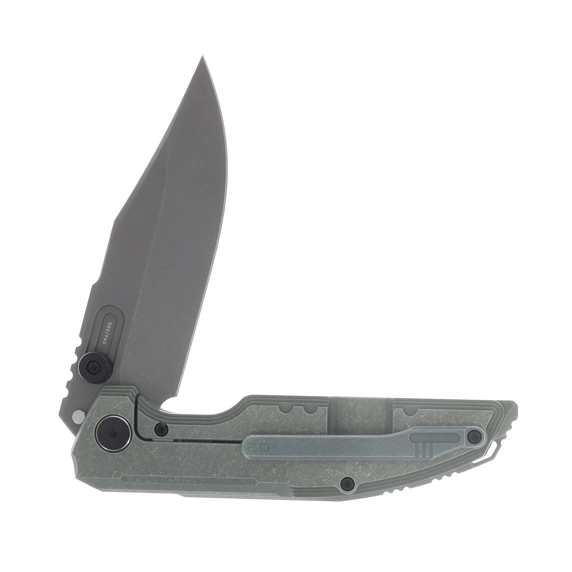 WE Knife Co Army Inspired Muster Folder Olive Gray Titanium Handle Gray SW M390 Blade WE23058-2 View 4