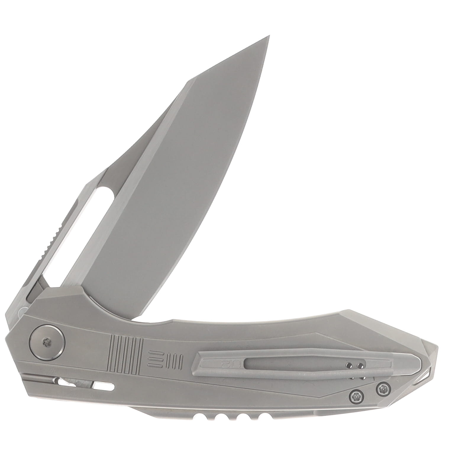 WE Knife Co Air Force Inspired Bogey Folder Gray Titanium Handle SW M390 Blade WE23088-2 View 3