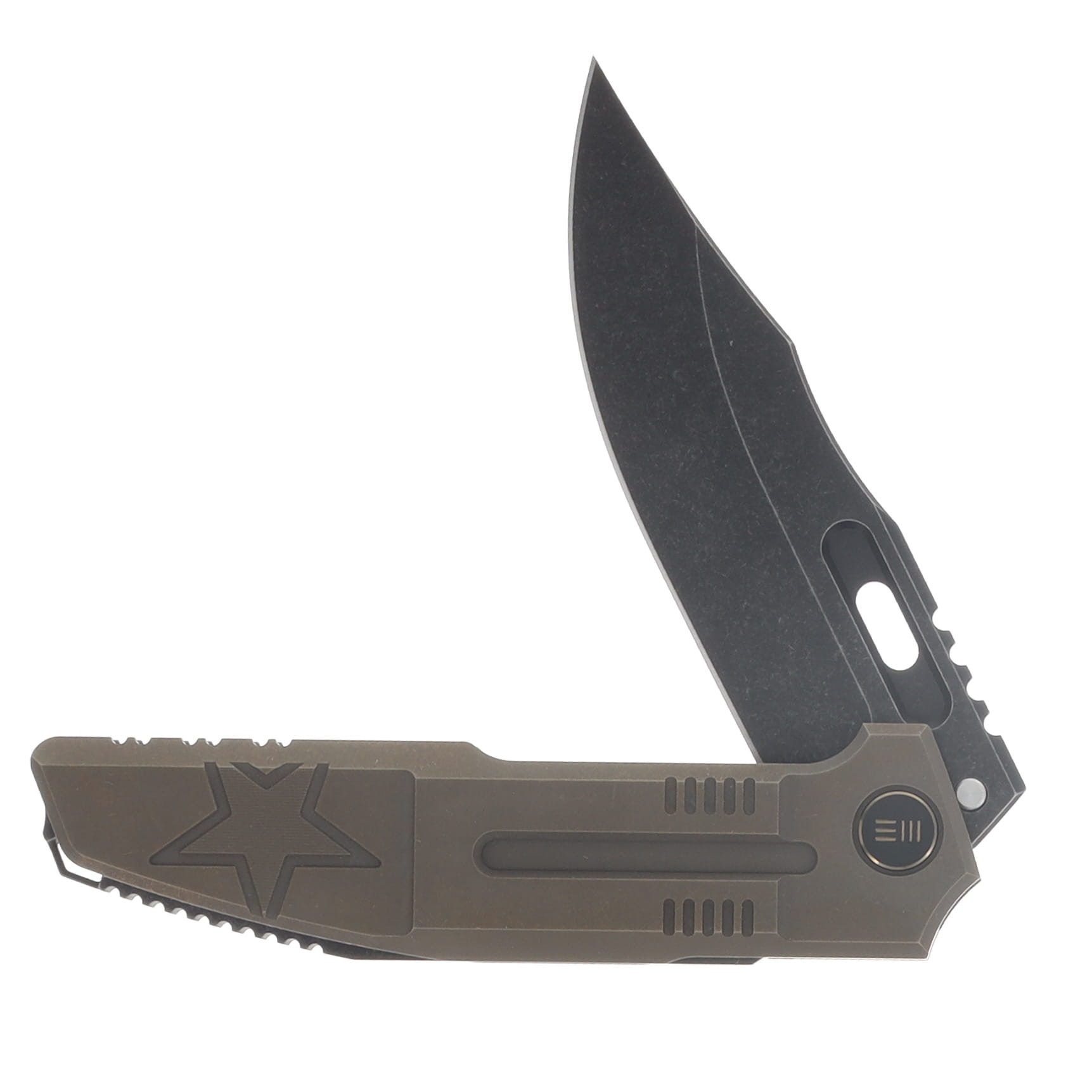 WE Knife Co Marine Inspired Barracks Folder Bronze Titanium Handle Black SW M390 Blade WE25078-2 View 3